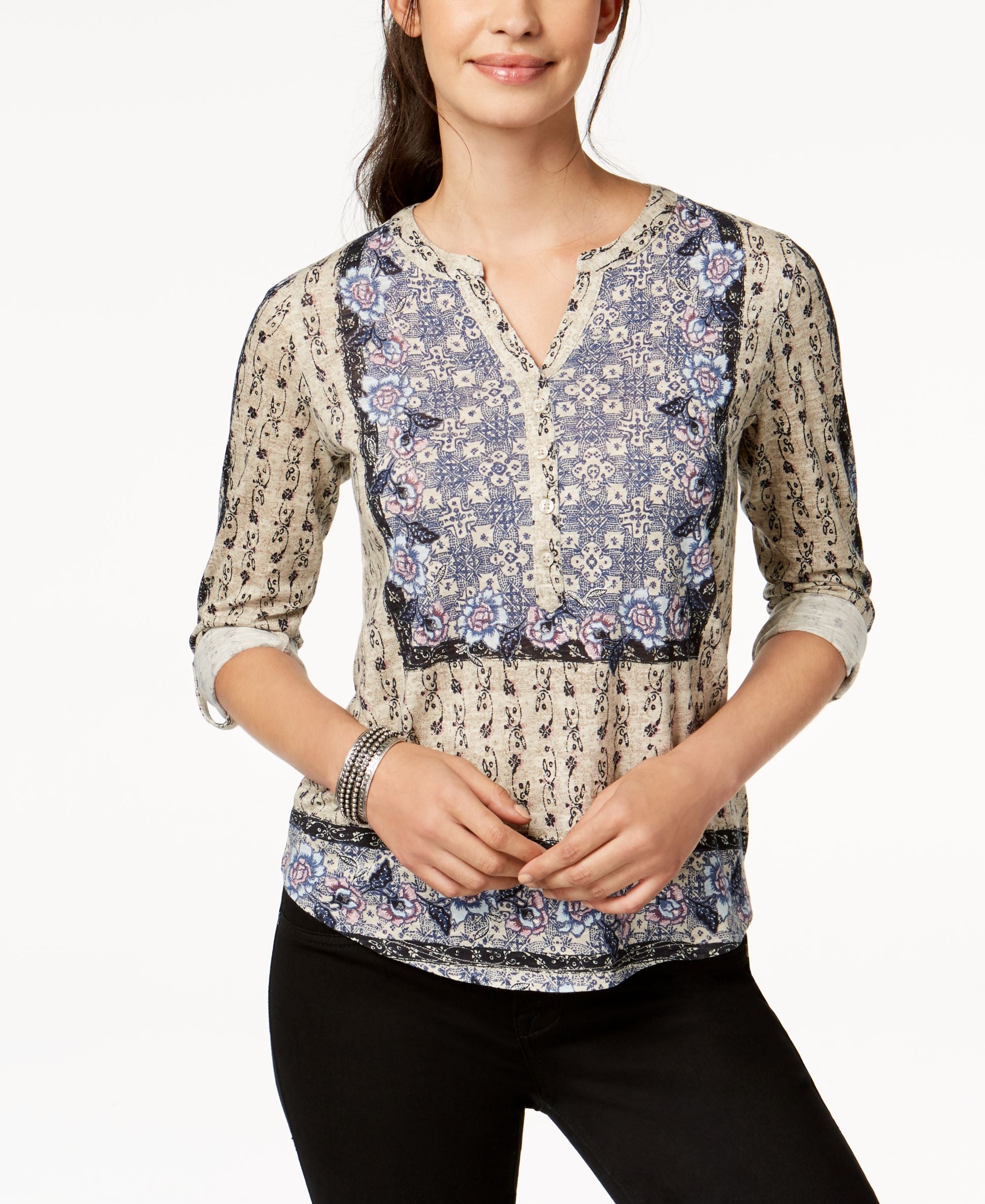 Style & Co Petite Printed Utility Top