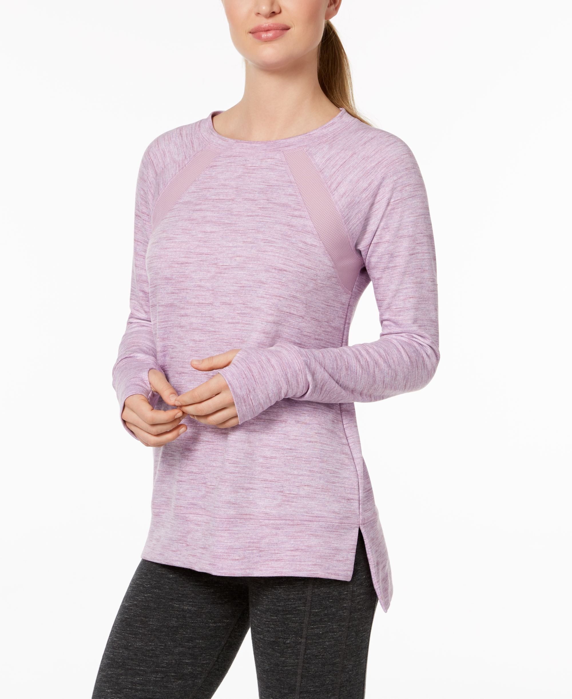 Ideology Mesh Inset Step Hem Top