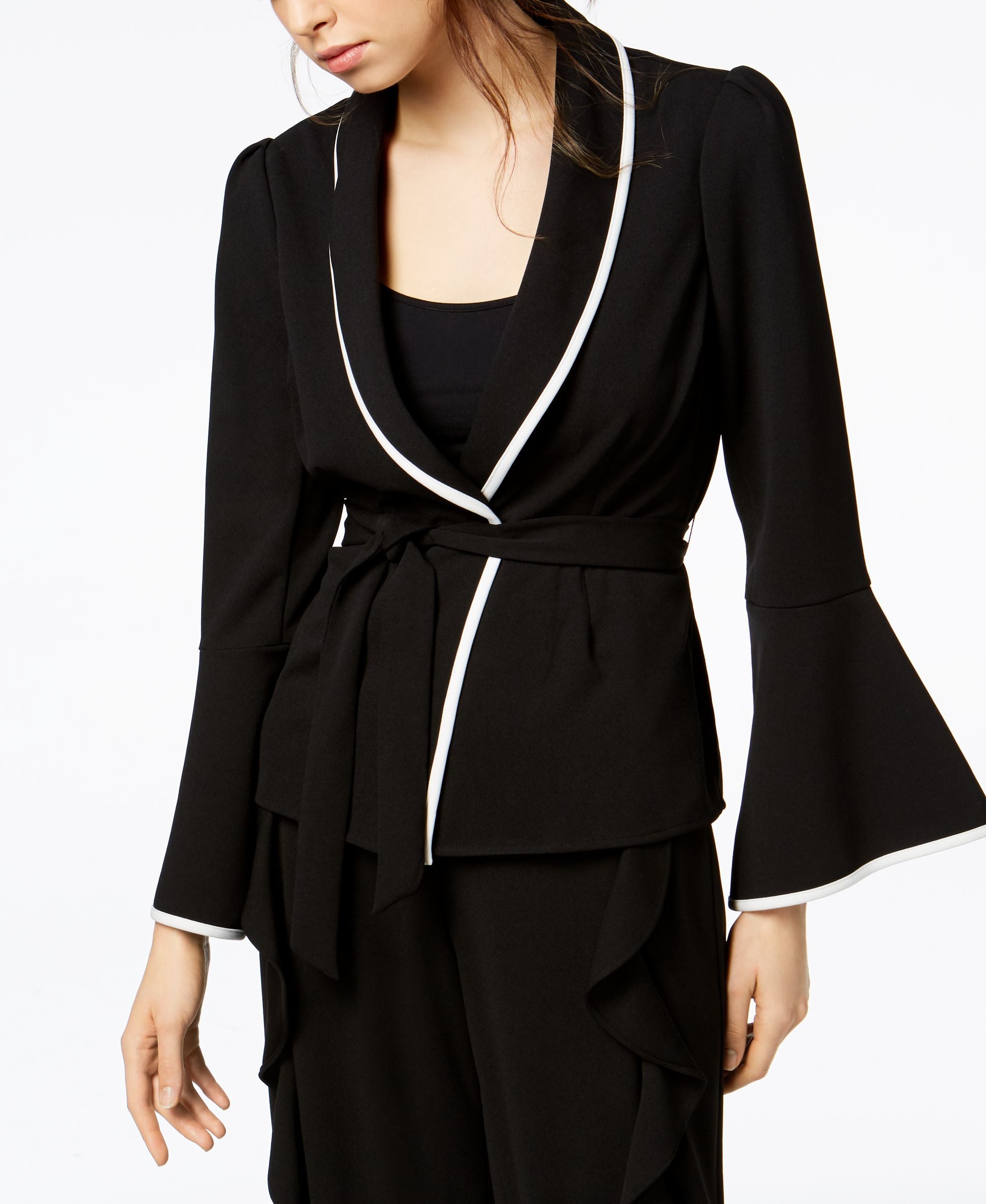 Bar III Bell Sleeve Wrap Front Jacket