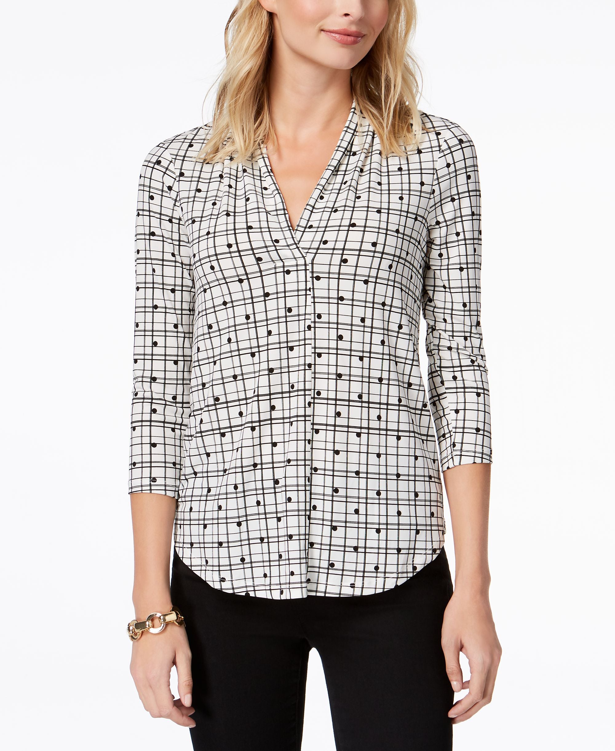 Charter Club Petite Printed Popover Shirt