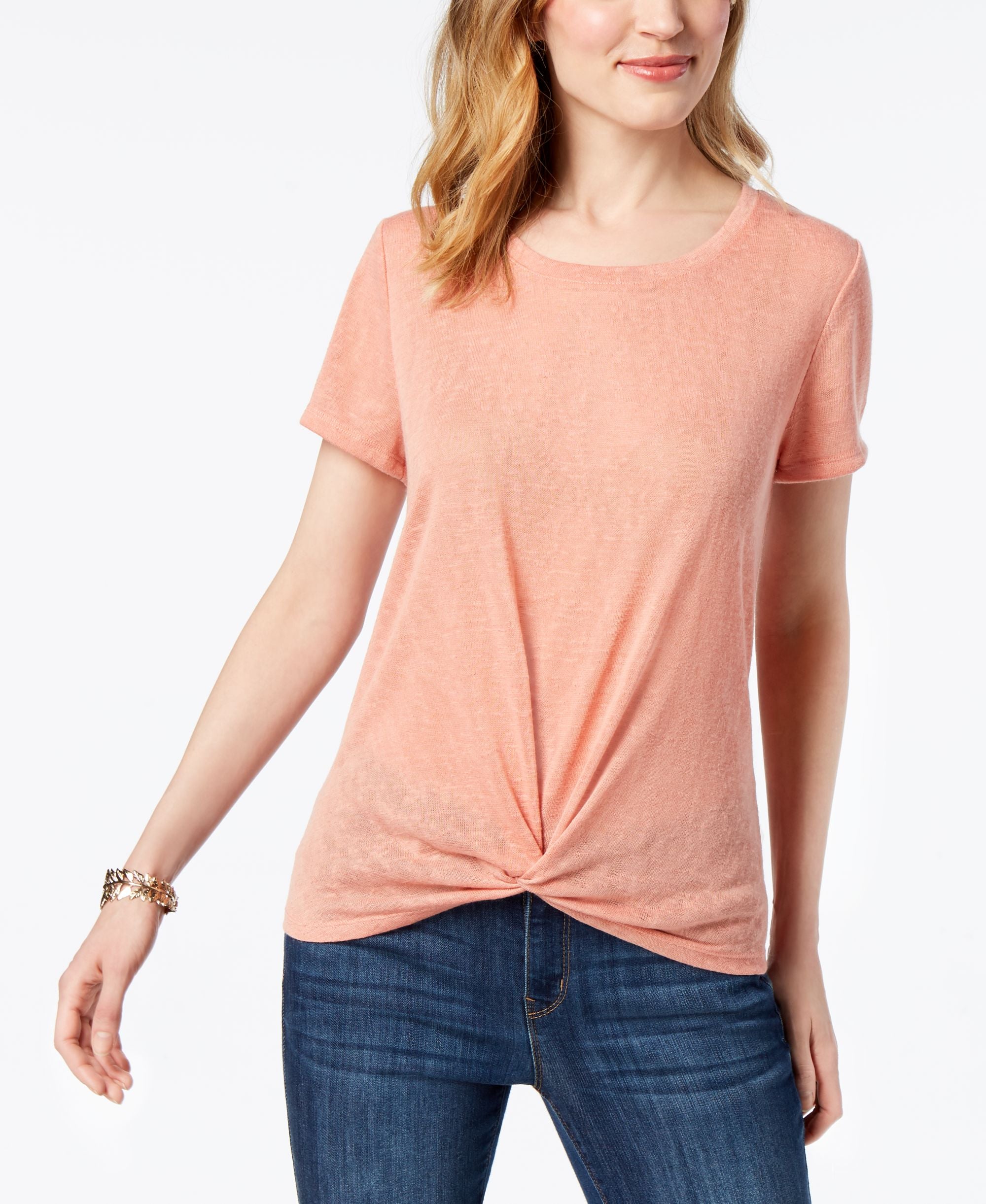 Style & Co Twist Front High Low T-Shirt