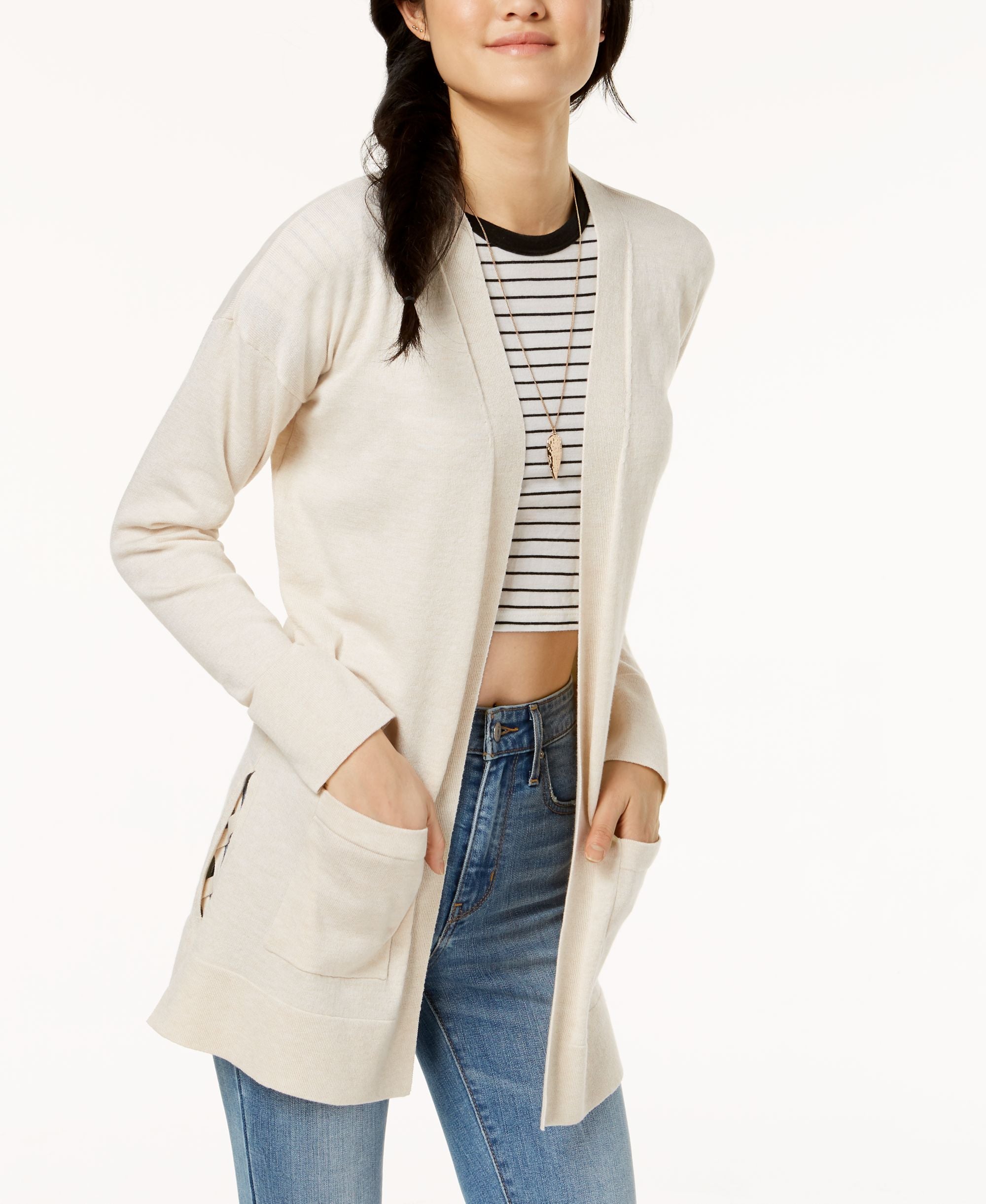 Hippie Rose Juniors Lattice Side Cardigan