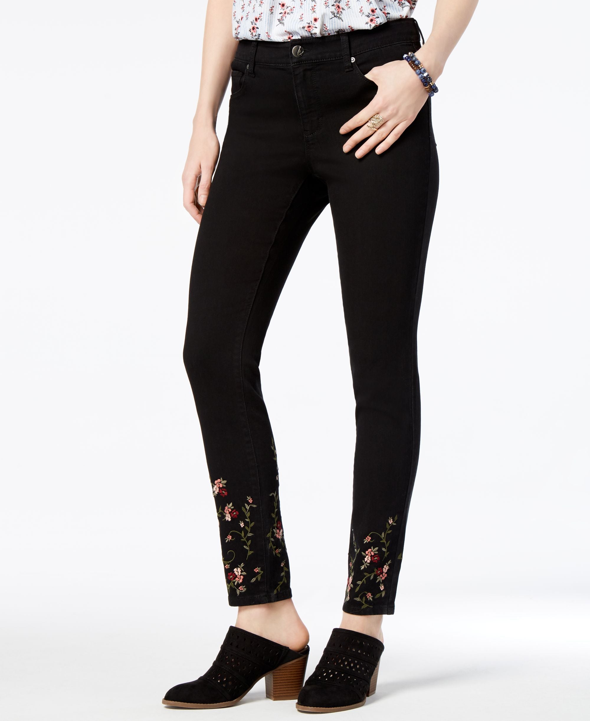Style & Co Embroidered Skinny Jeans
