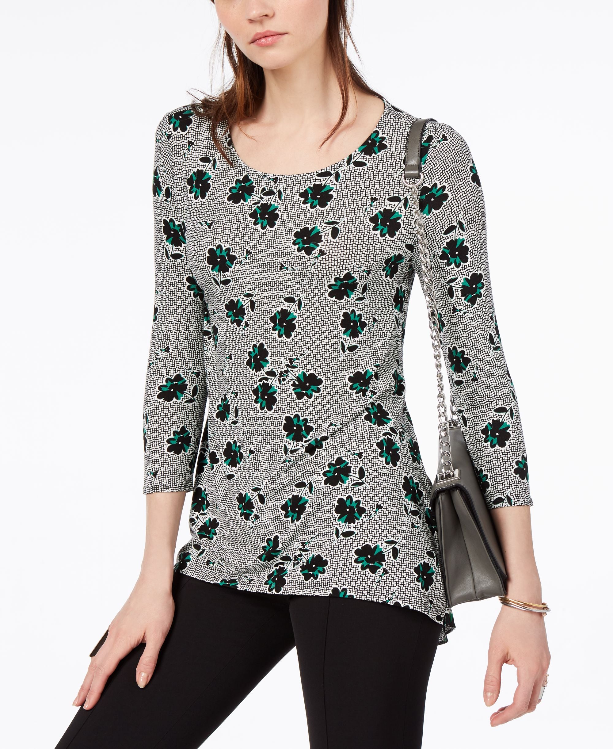 Printed Woven-Back Top