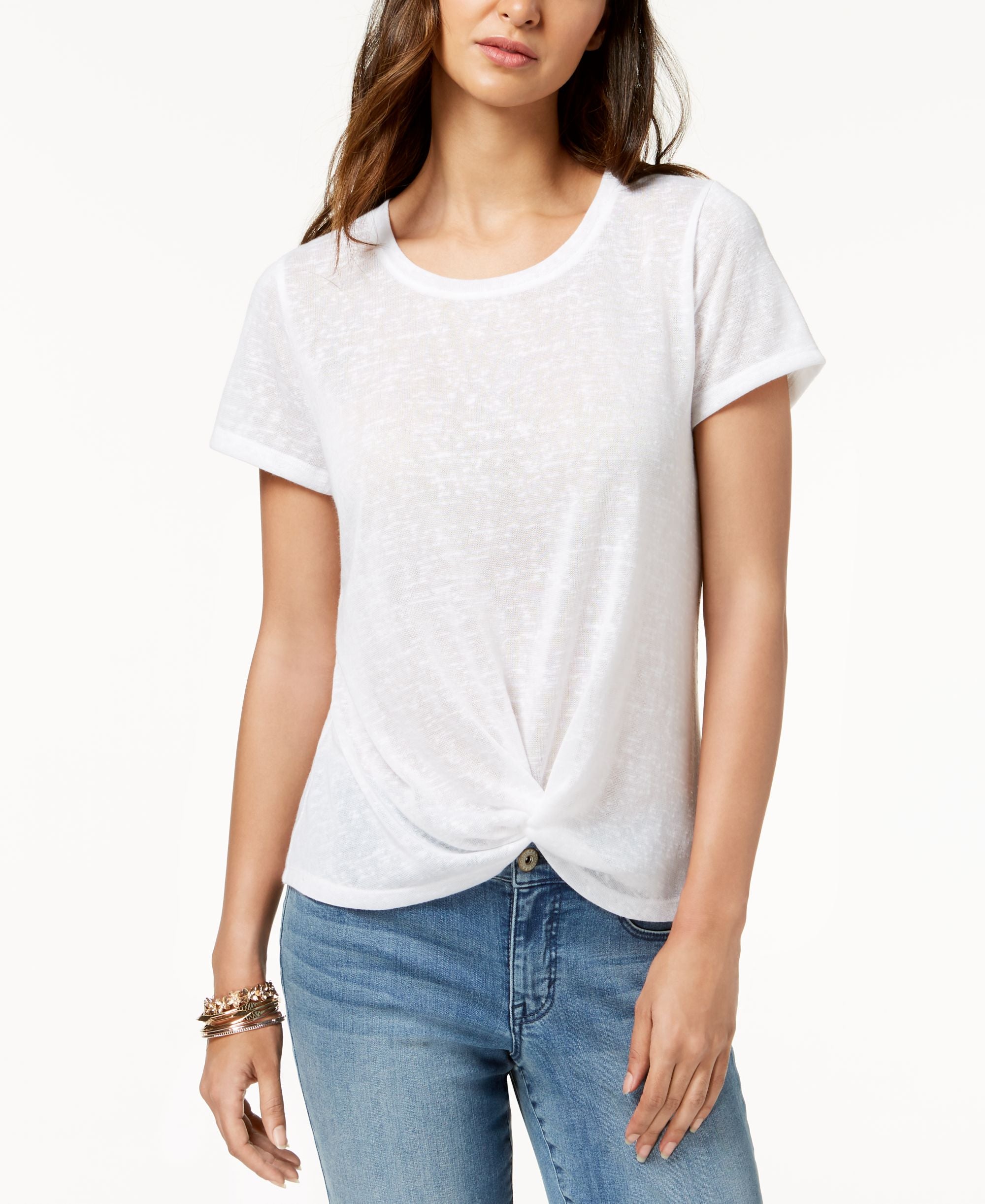 Style & Co Twist Front High Low T-Shirt