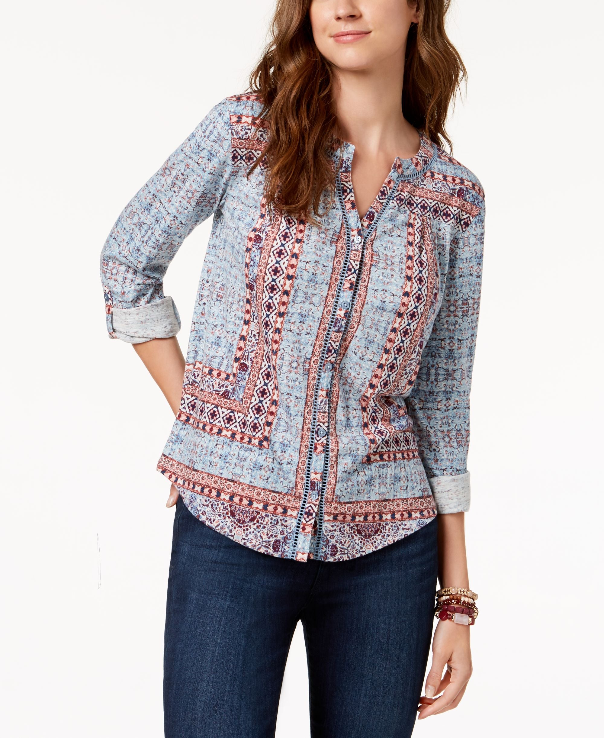 Style & Co Petite Printed Blouse
