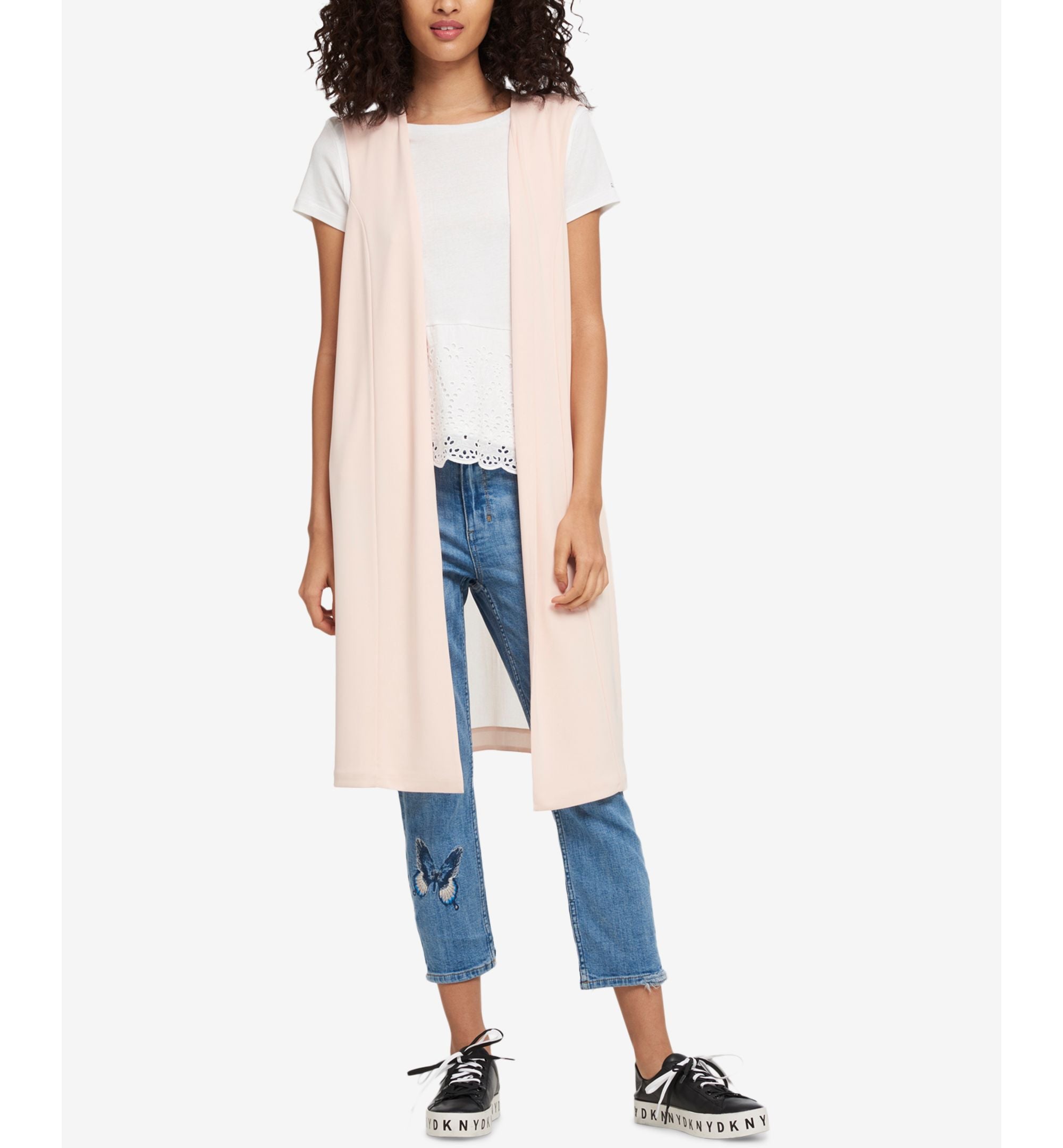 DKNY Sheer Back Long Vest