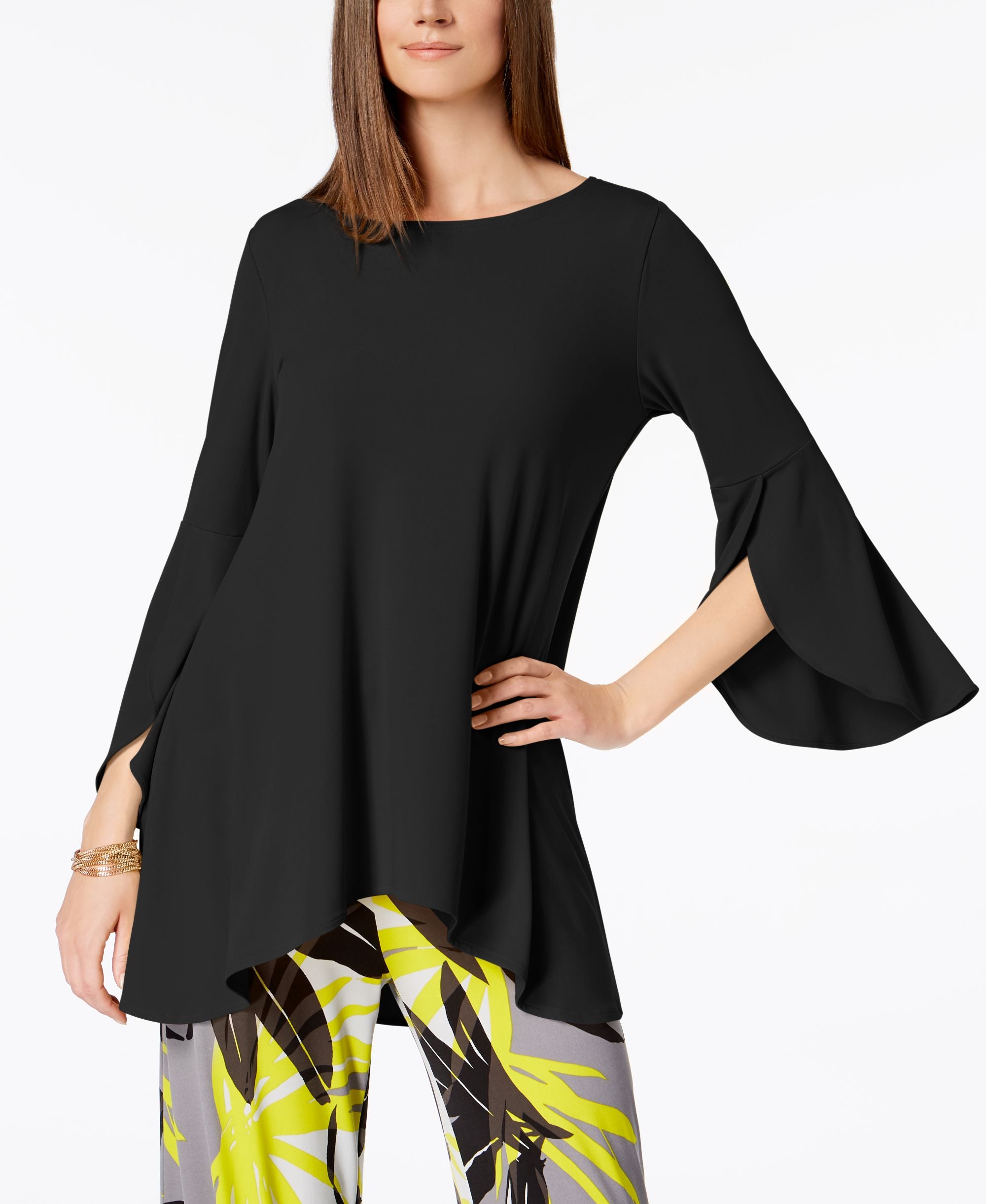 Alfani Petite High Low Tulip Sleeve Top