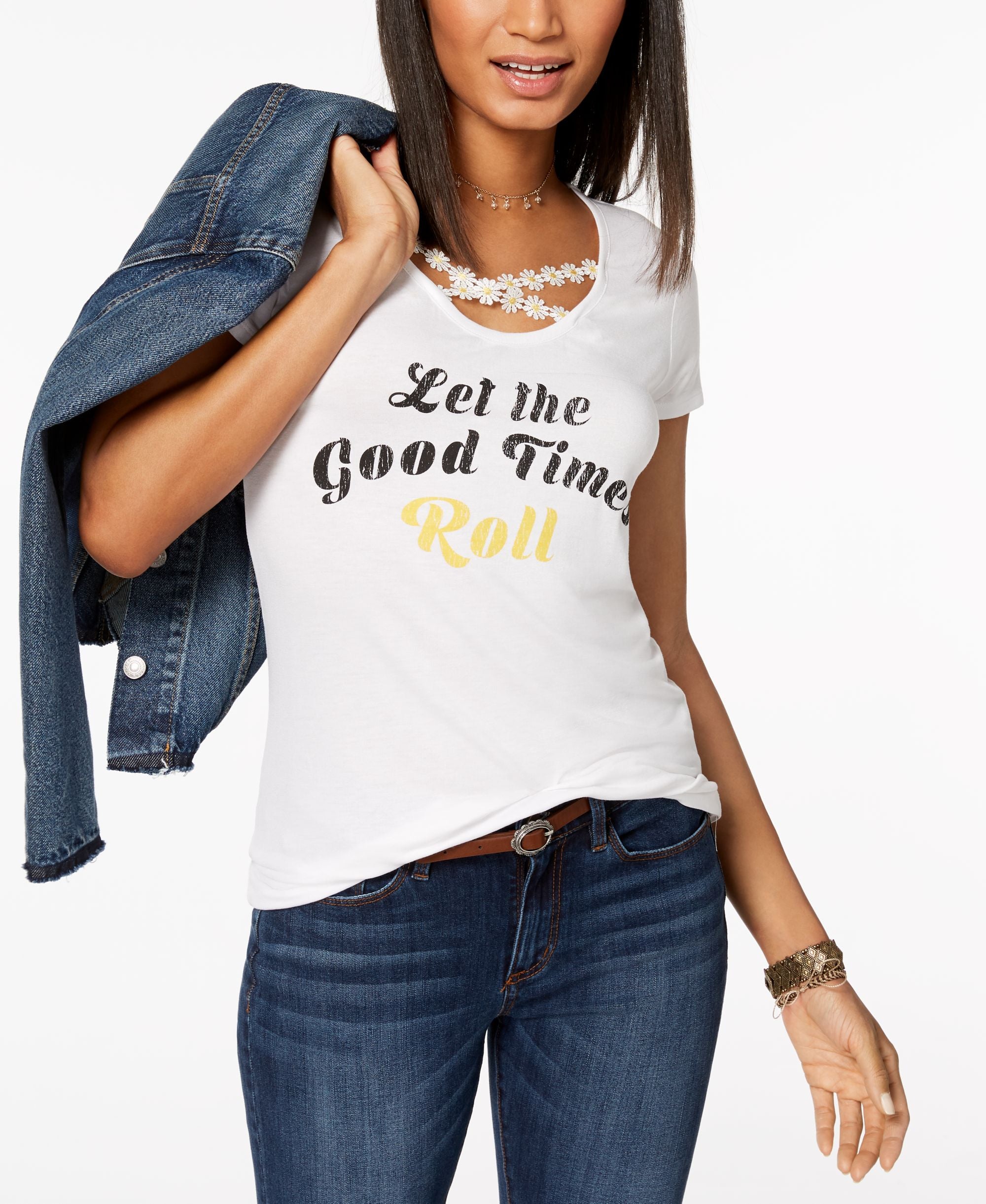 Pretty Rebellious Juniors Crocheted Trim T-Shirt