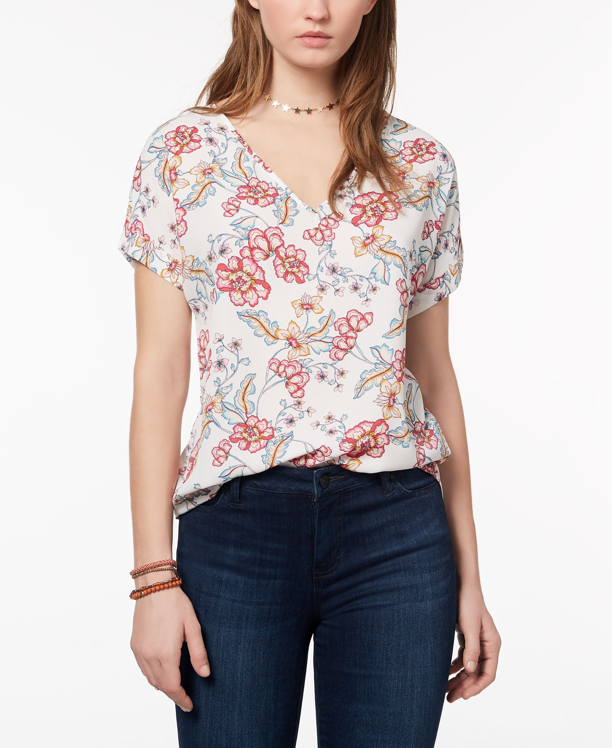 Hippie Rose Juniors Back Zip Cuff Sleeved Top