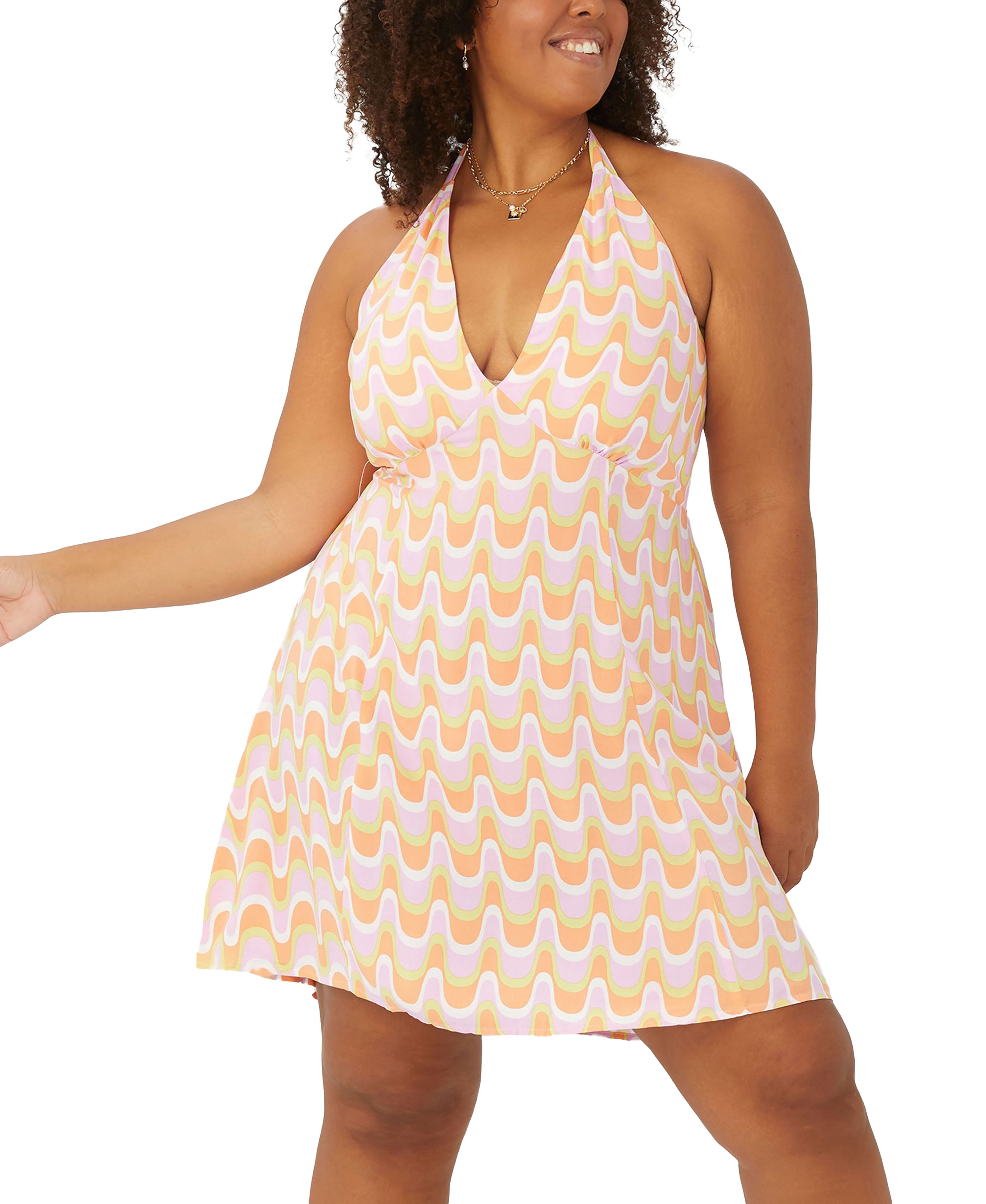 Plus Size Trendy Kelsey Halter Mini Dress