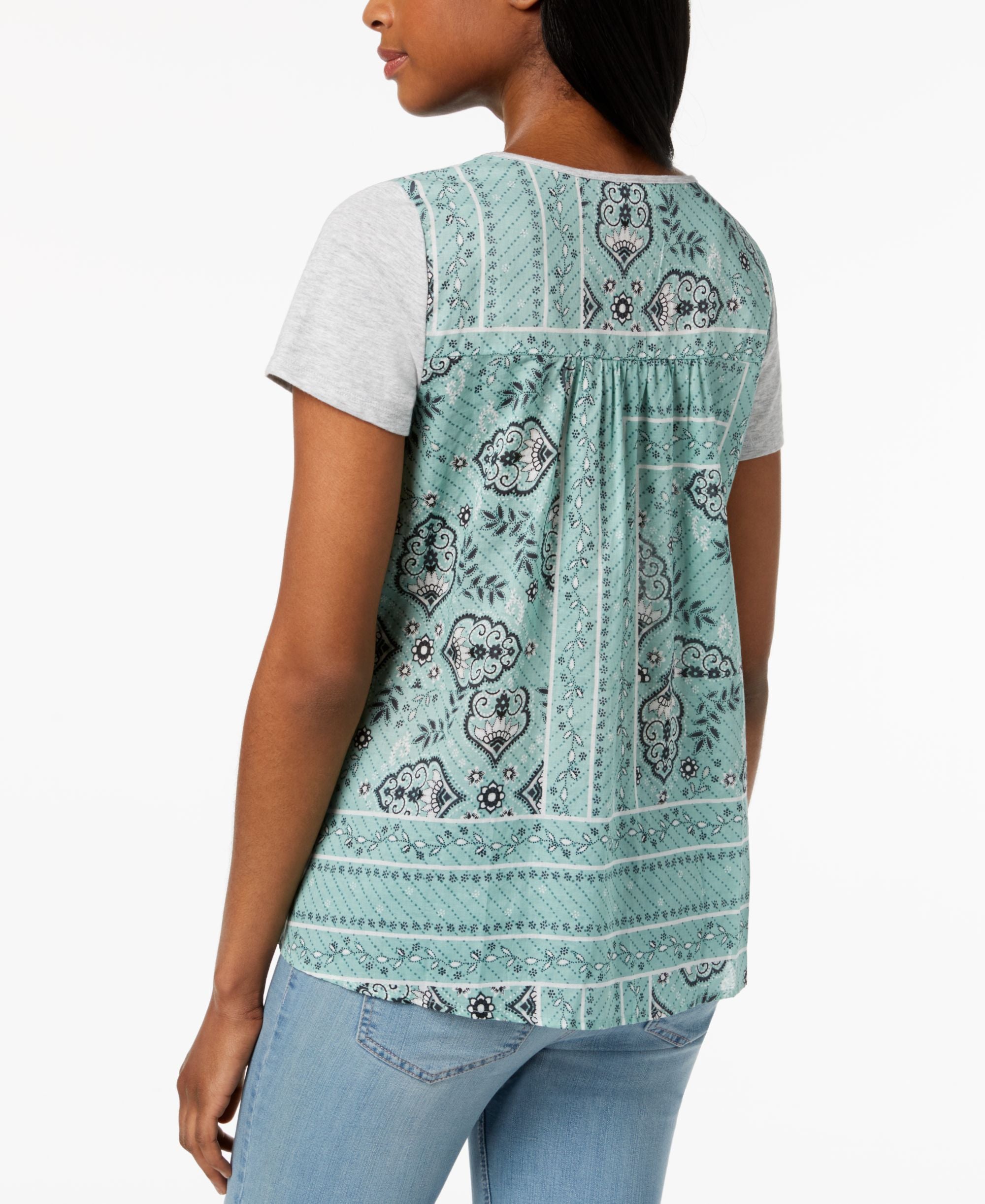 Style & Co Scoop Neck Contrast T-Shirt