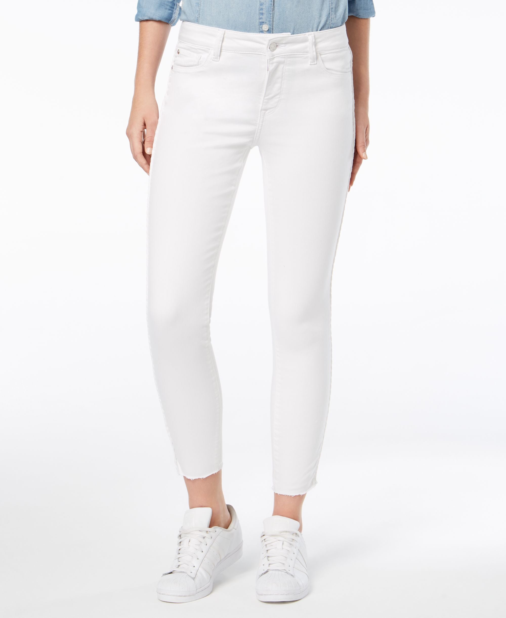 M1858 Kristen Mid Rise Cropped Skinny Jeans With Cord Trim Detail