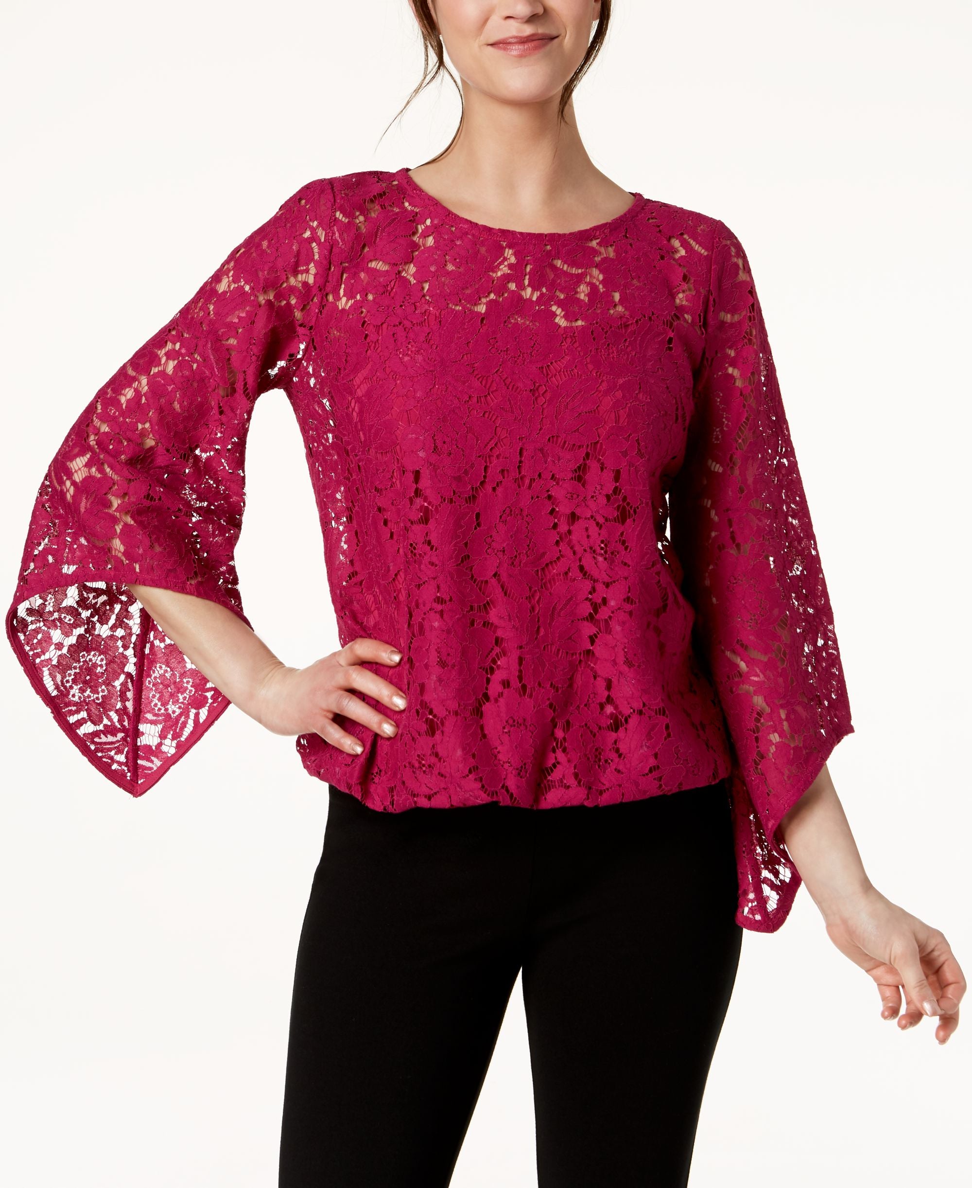 Alfani Lace Blouson Top