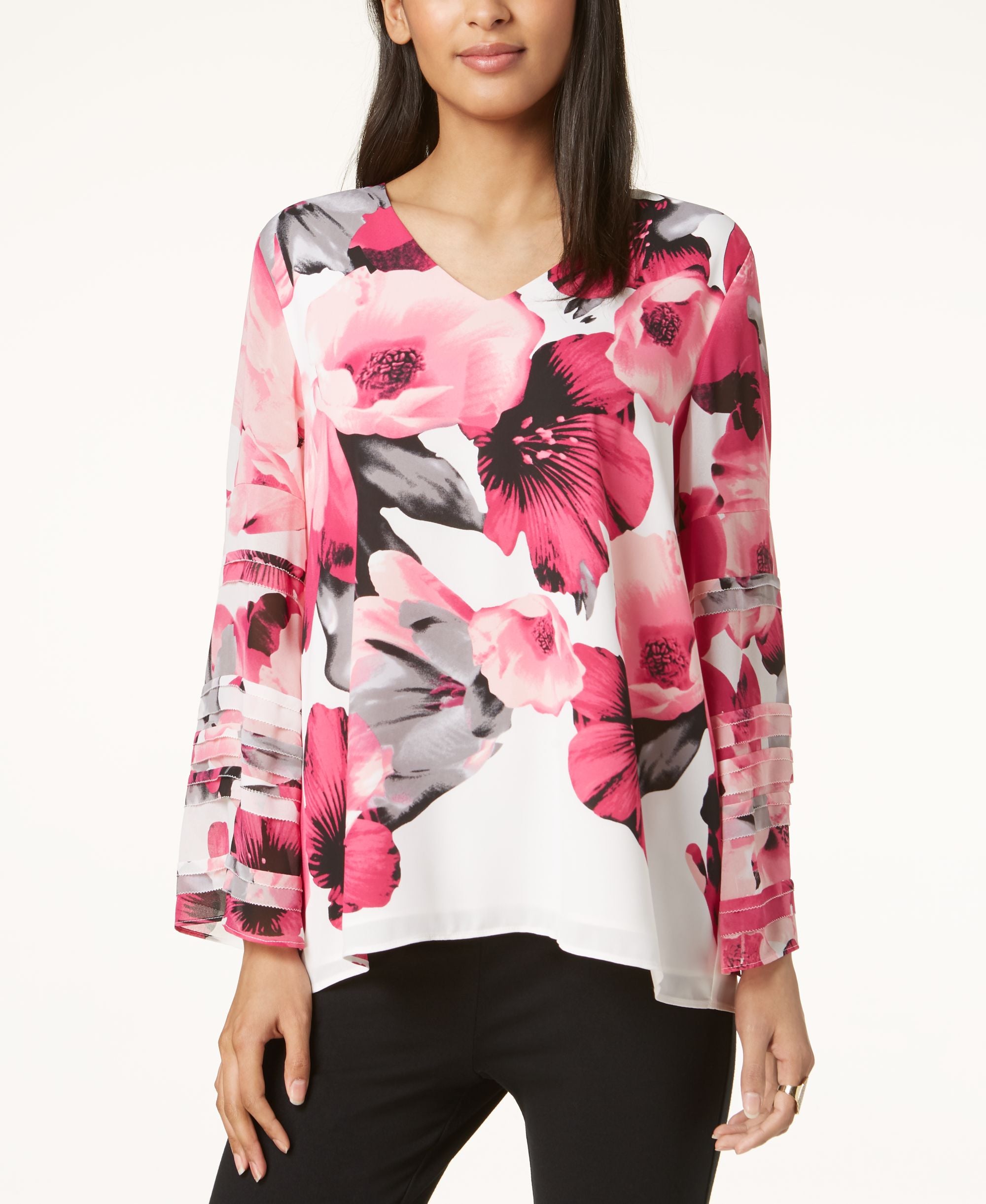Alfani Solid Layered Sleeve Top