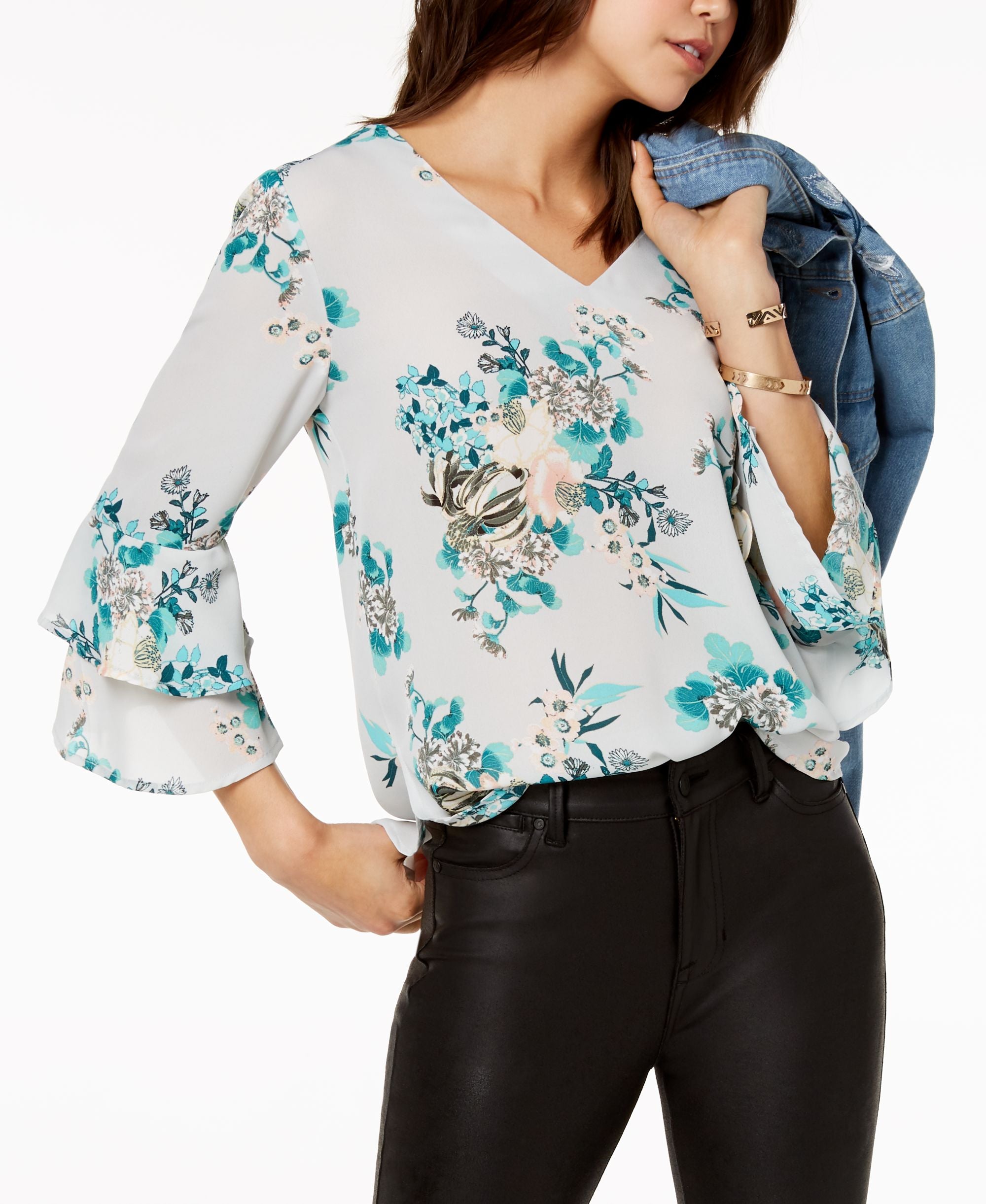 7 Sisters Juniors Printed Ruffle Sleeve