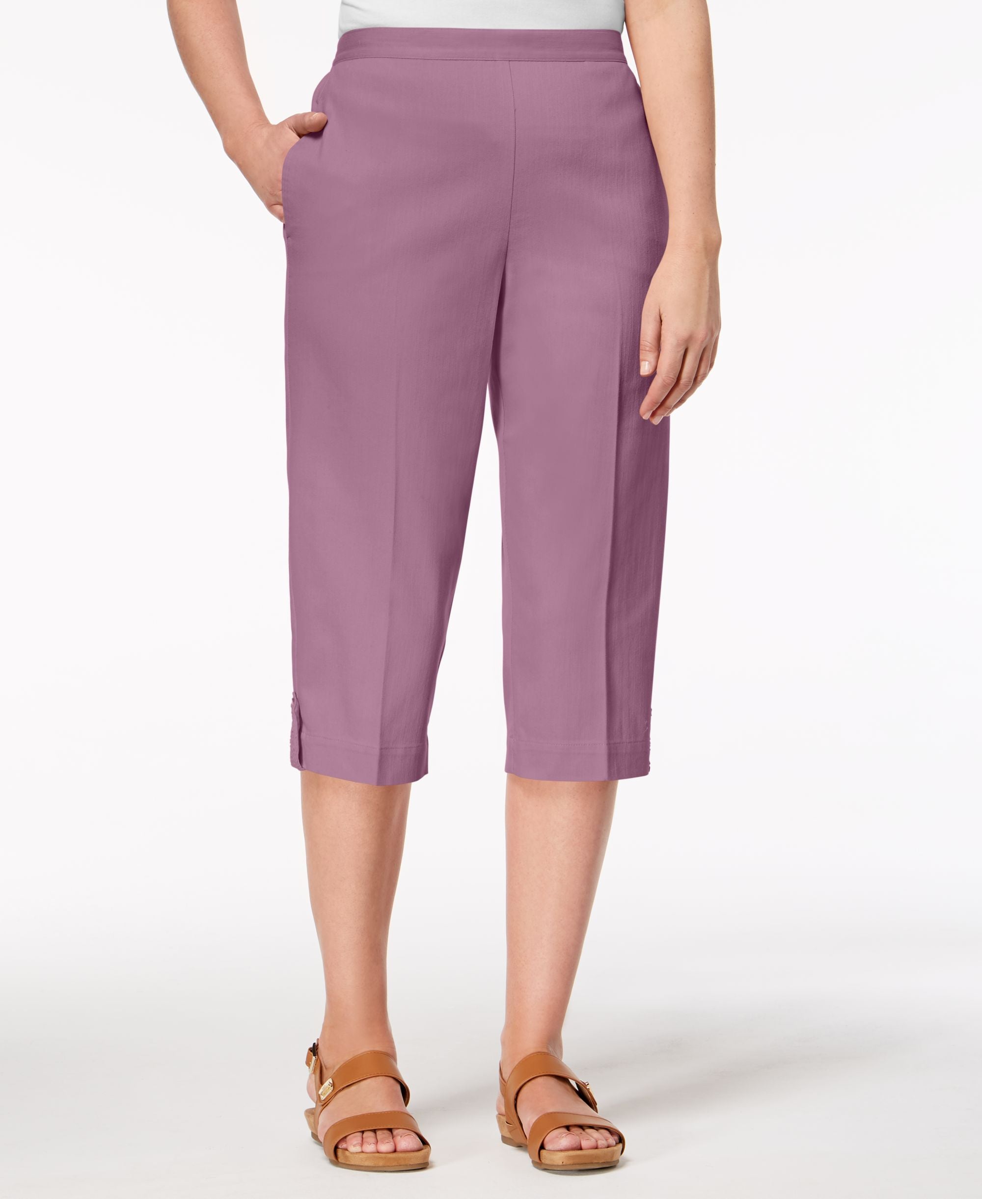 Alfred Dunner Petite Los Cabos Eyelet Cuff Capri Pants