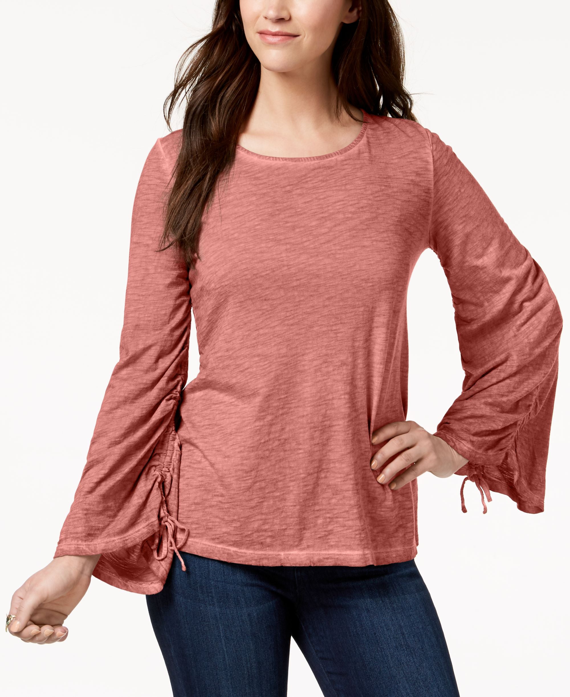 Ruched-Sleeve Top