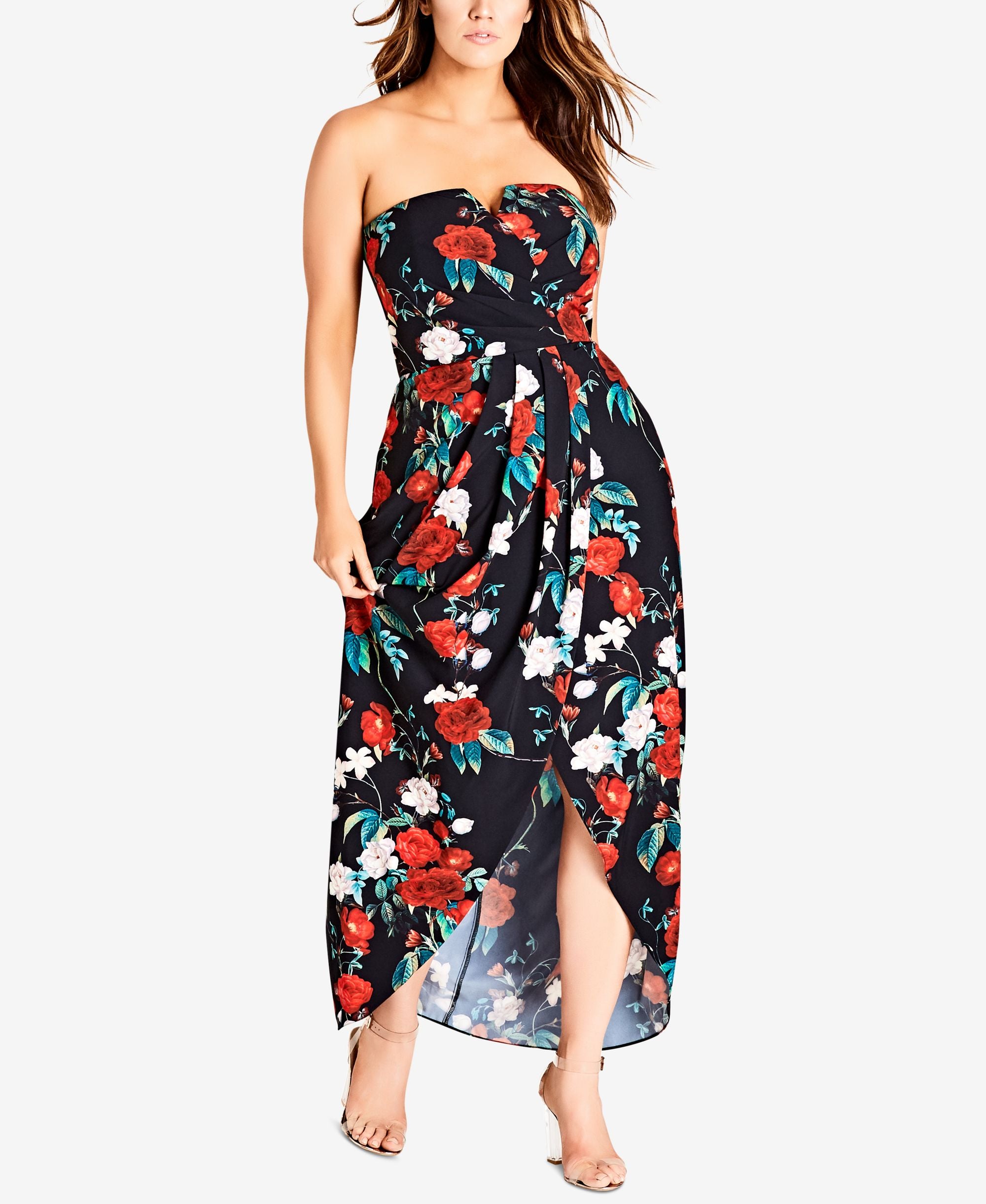 City Chic Trendy Plus Size Strapless High Low Dress