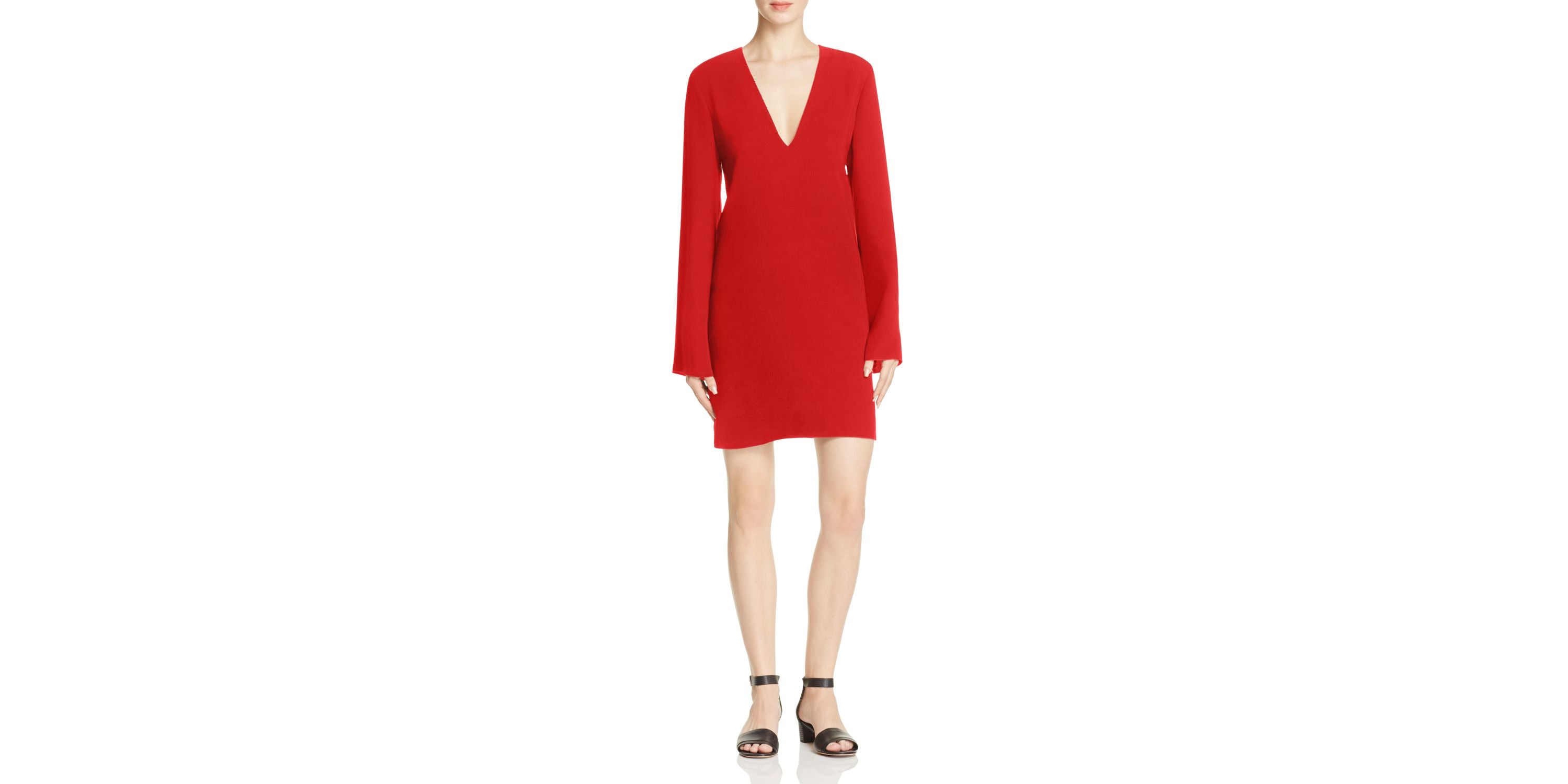 Theory Womens Ulyssa V-Neck Bell Sleeve Cocktail Dress