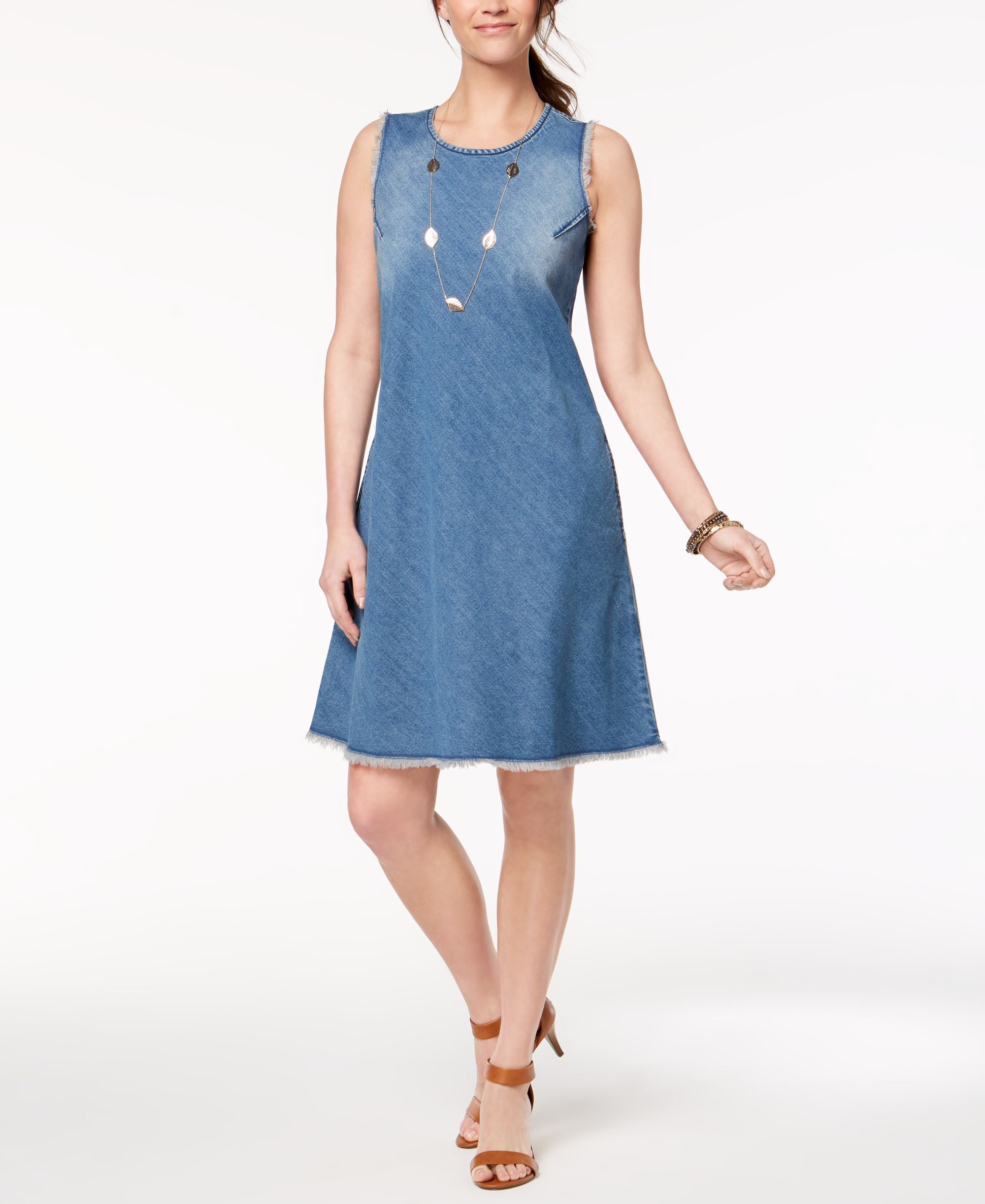 Cotton Frayed-Hem Dress