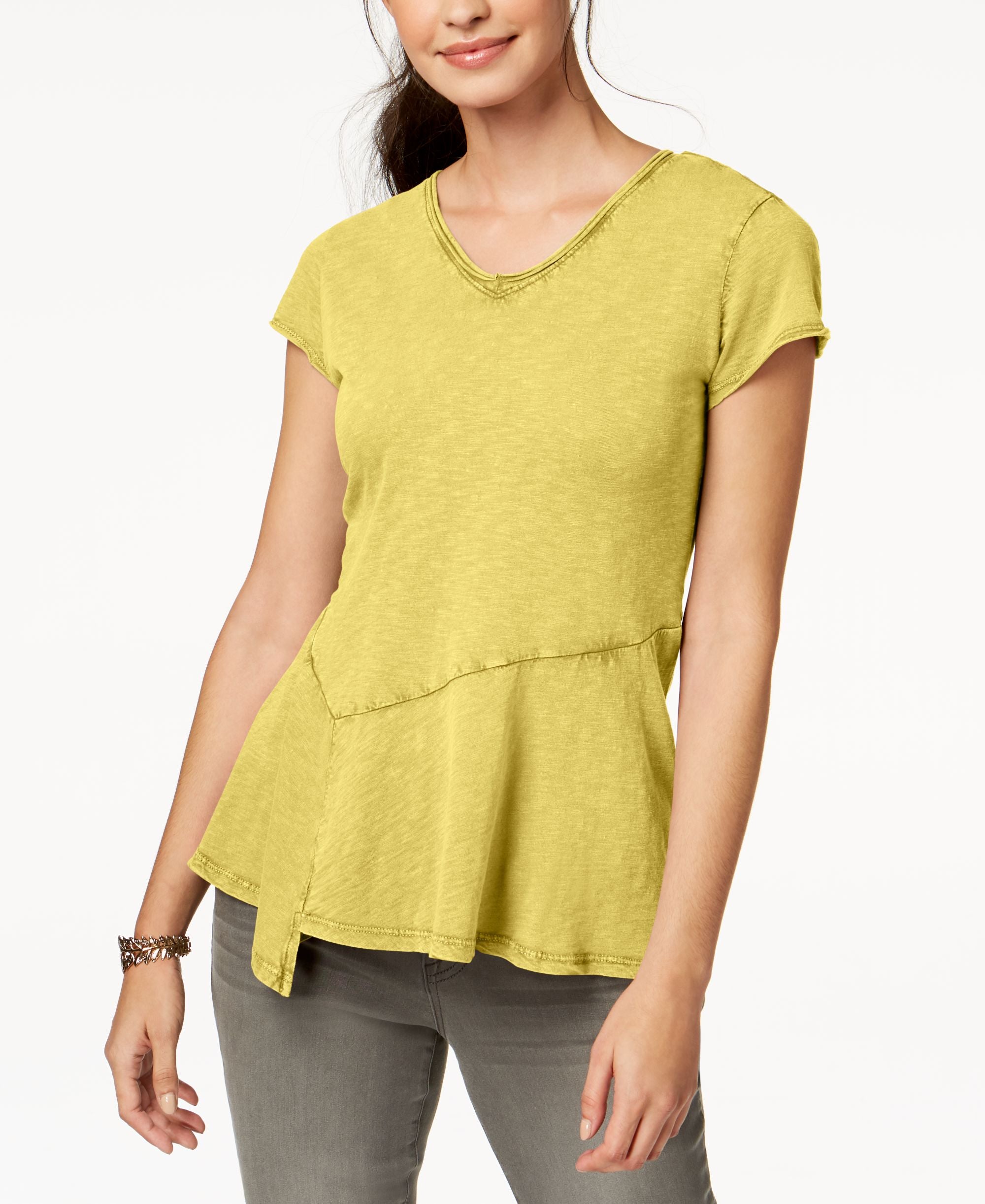 Cotton Peplum-Hem T-Shirt
