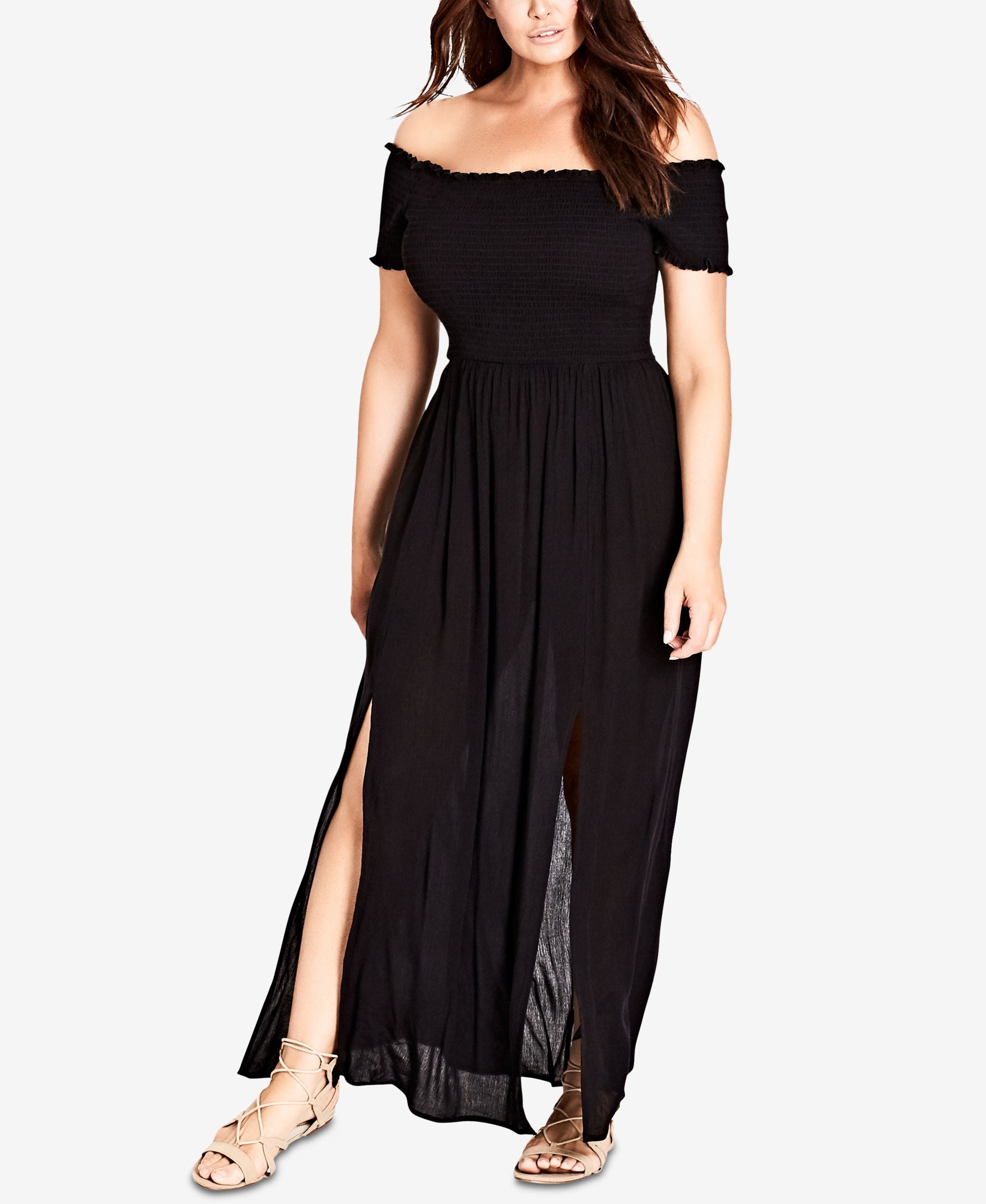 City Chic Trendy Plus Size Off The Shoulder Maxi Dress