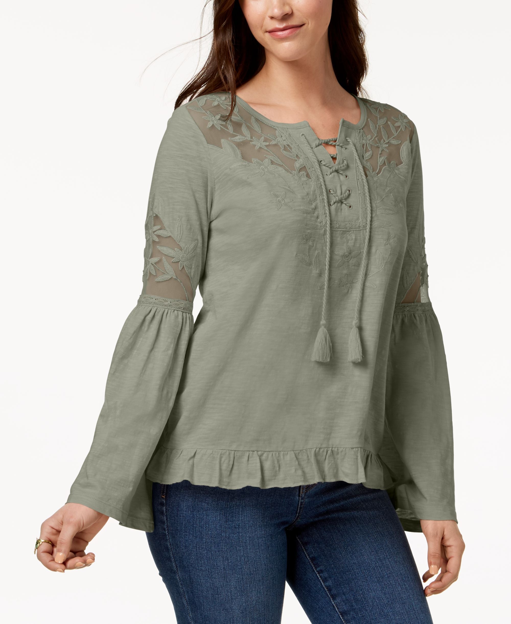 Style & Co Petite Embroidered Top