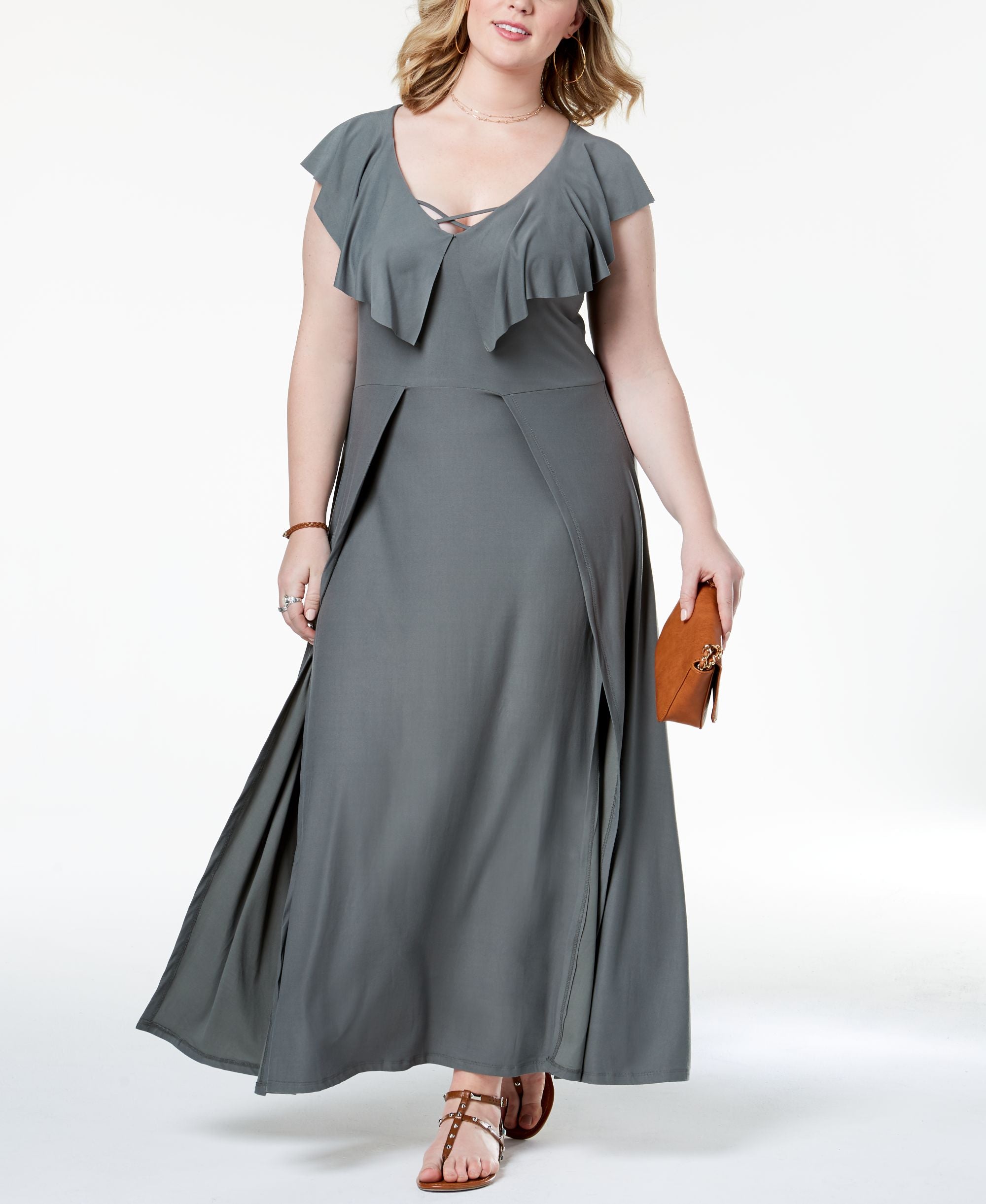 Planet Gold Trendy Plus Size Ruffled Maxi Dress