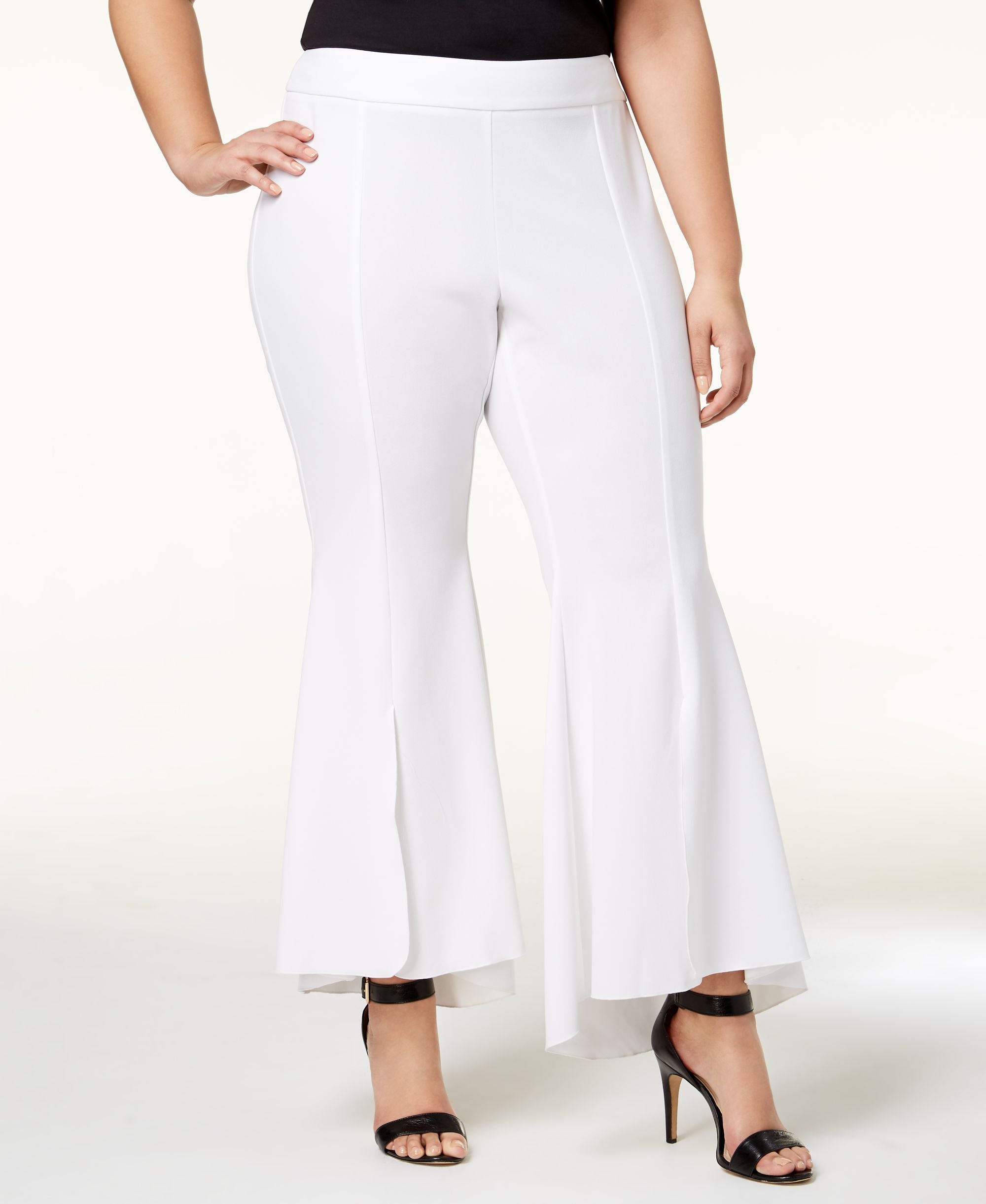 Plus Size Flared High Low Hem Pants
