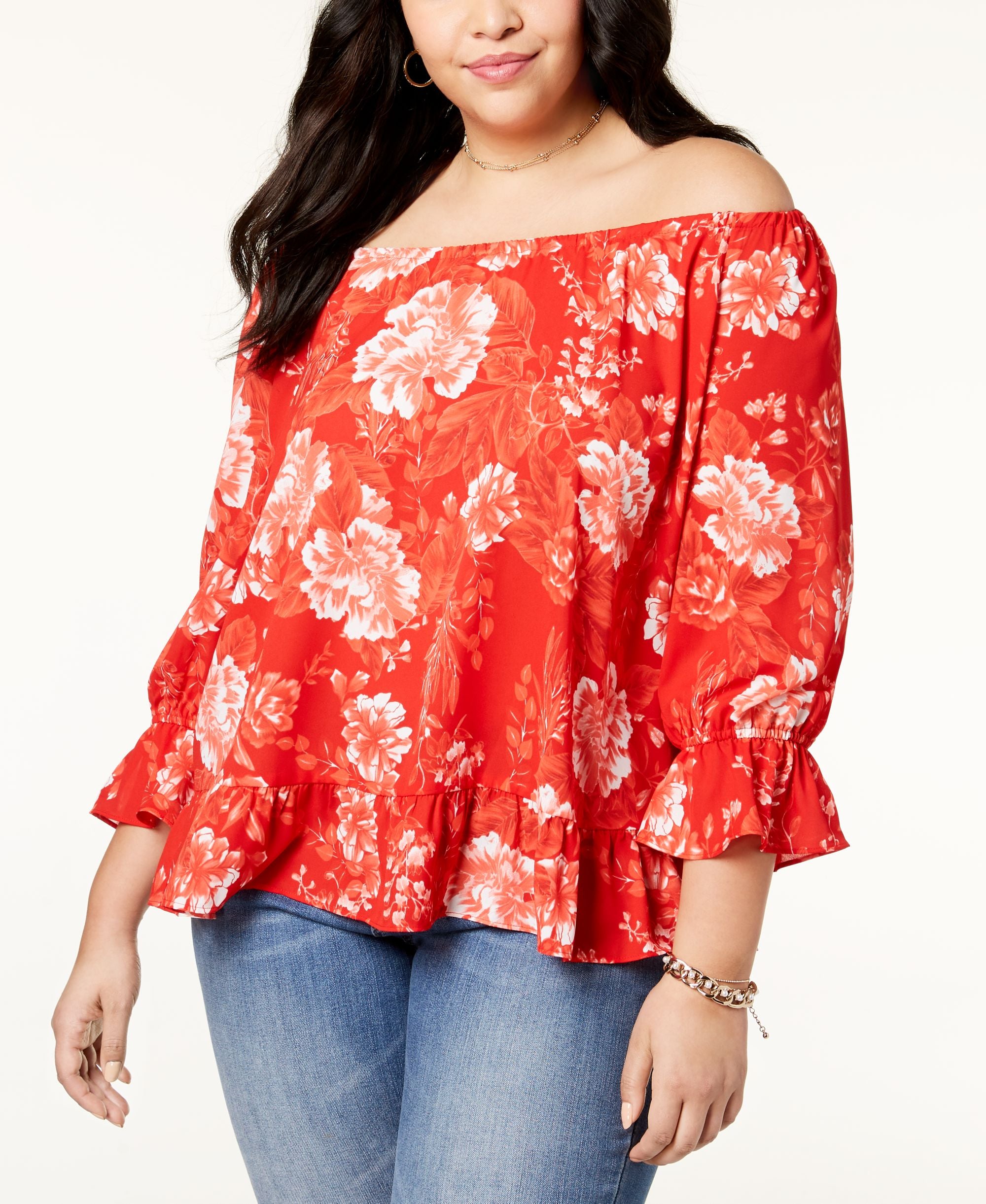 Plus Size Off The Shoulder Peasant Top