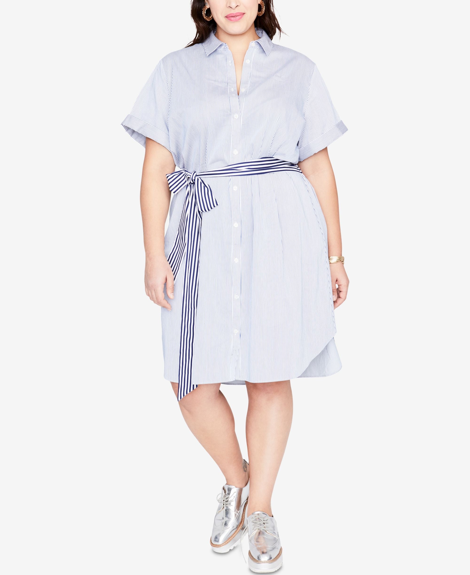 Rachel Rachel Roy Trendy Plus Size Striped Shirtdress