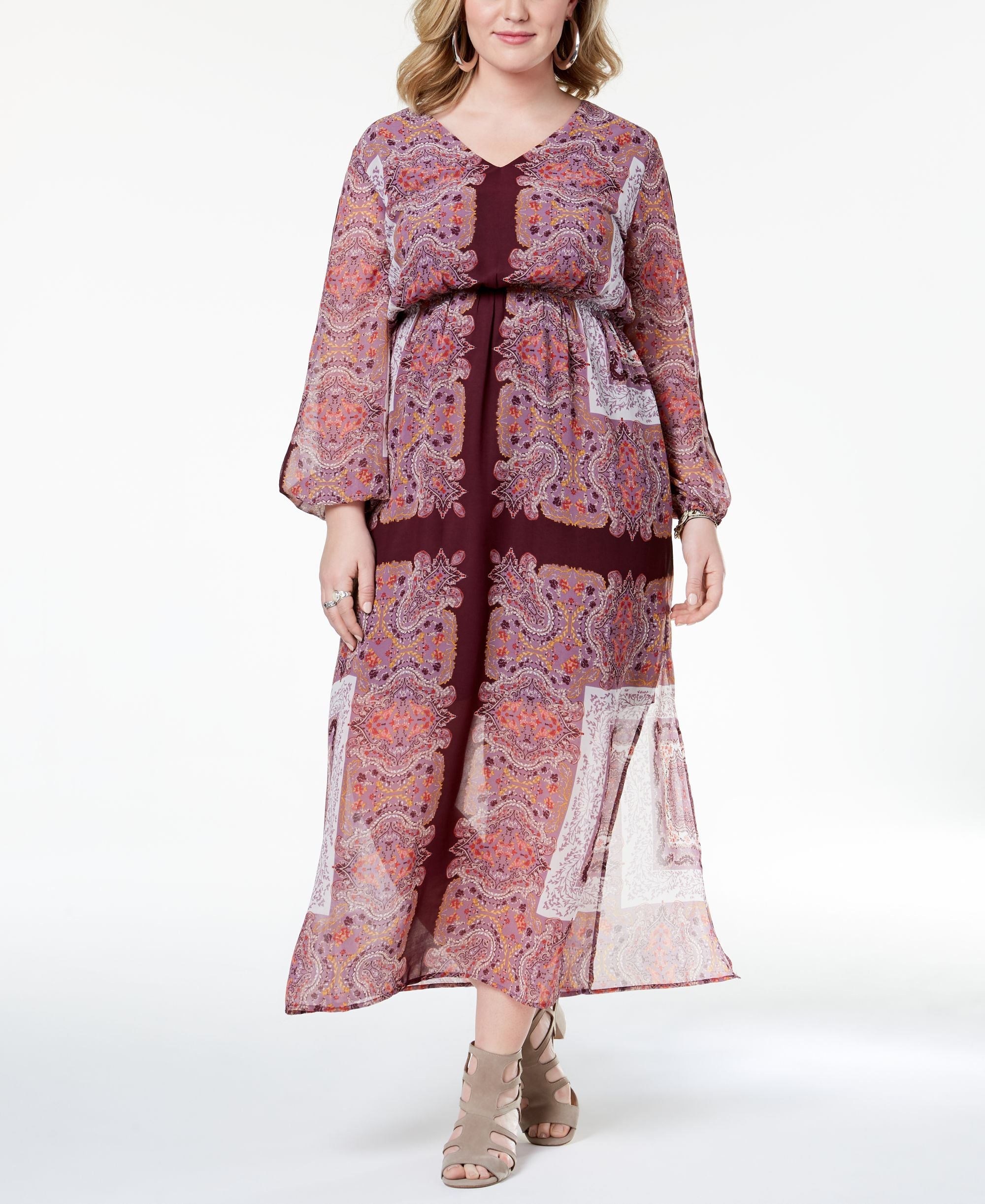Monteau Trendy Plus Size Cutout Sleeve Maxi Dress