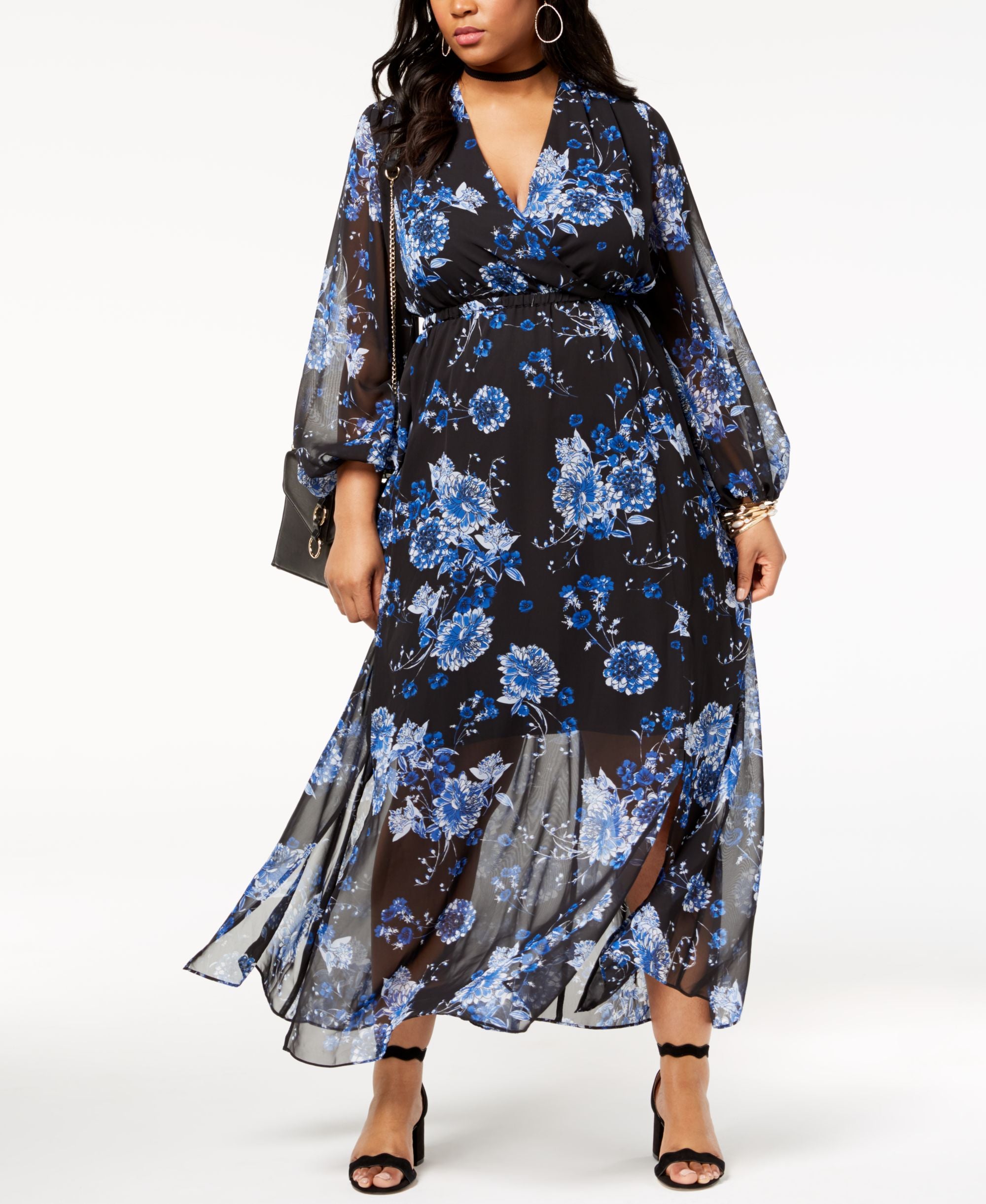 Plus Size Floral Print Maxi Dress