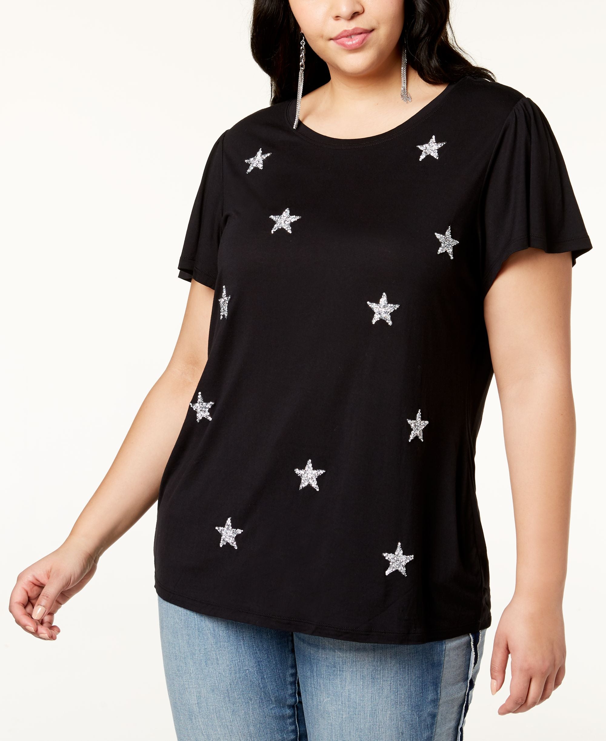 Plus Size Embellished Star T-Shirt