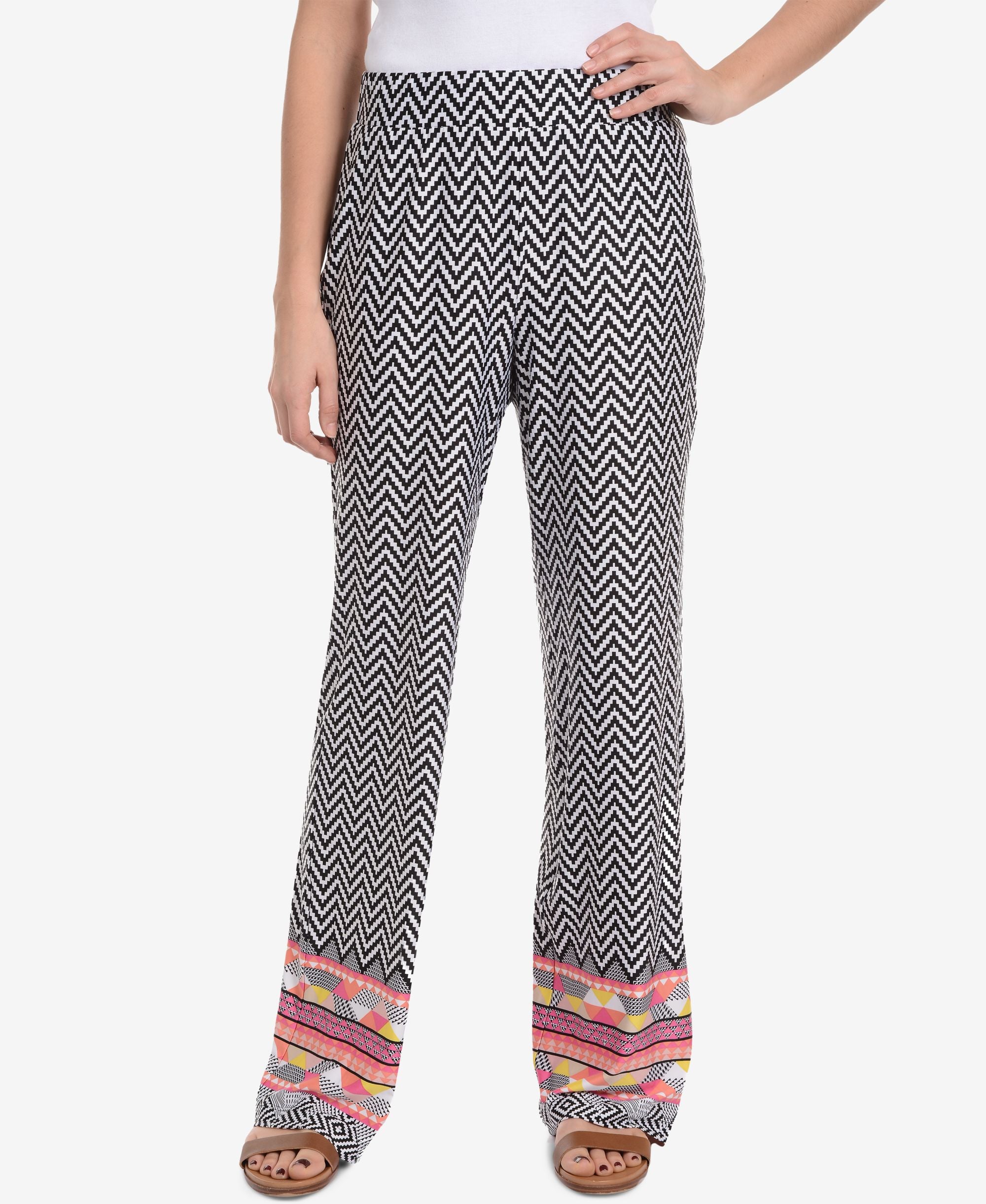 NY Collection Contrast Trim Pull On Pants