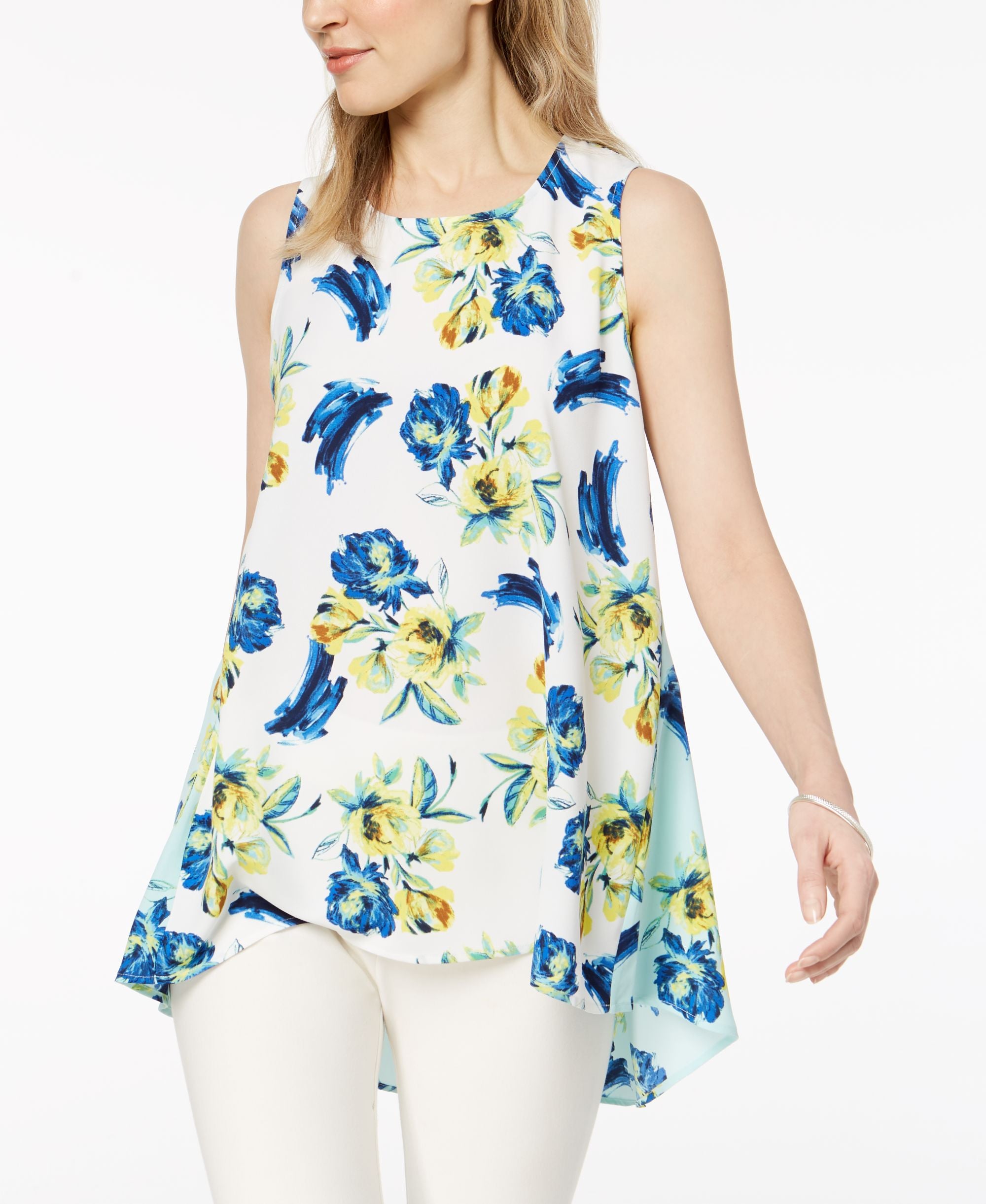 Alfani Floral Print High Low Top