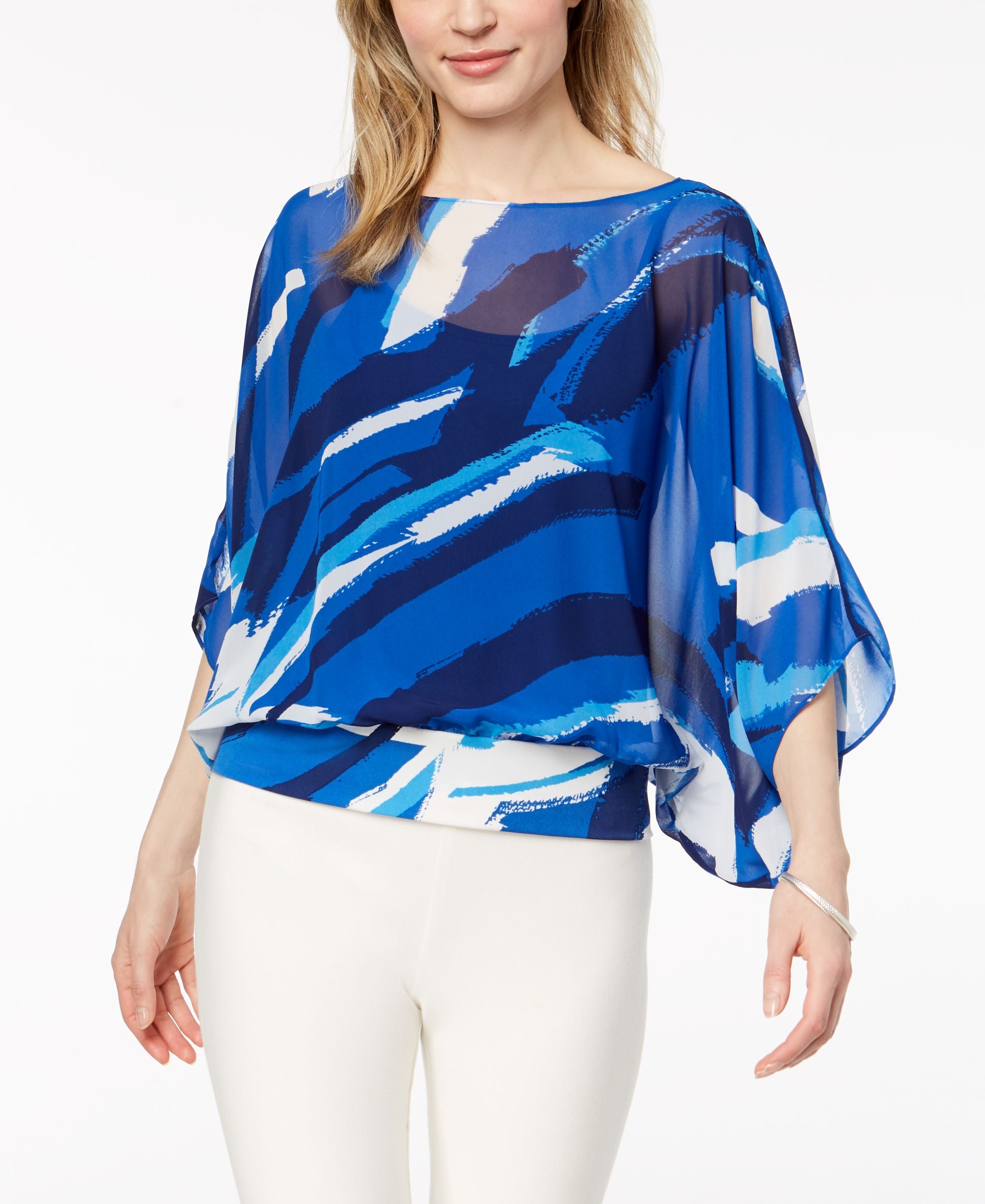 Alfani Printed Chiffon Top