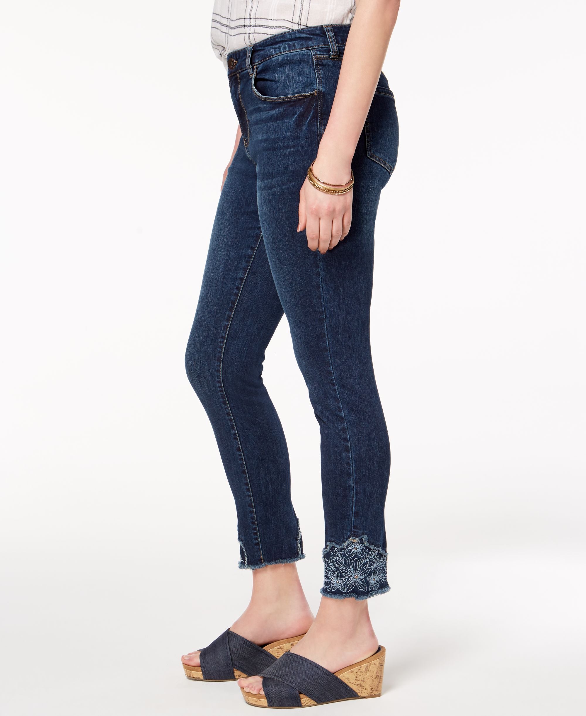 Style & Co Embroidered Ankle Skinny Jeans
