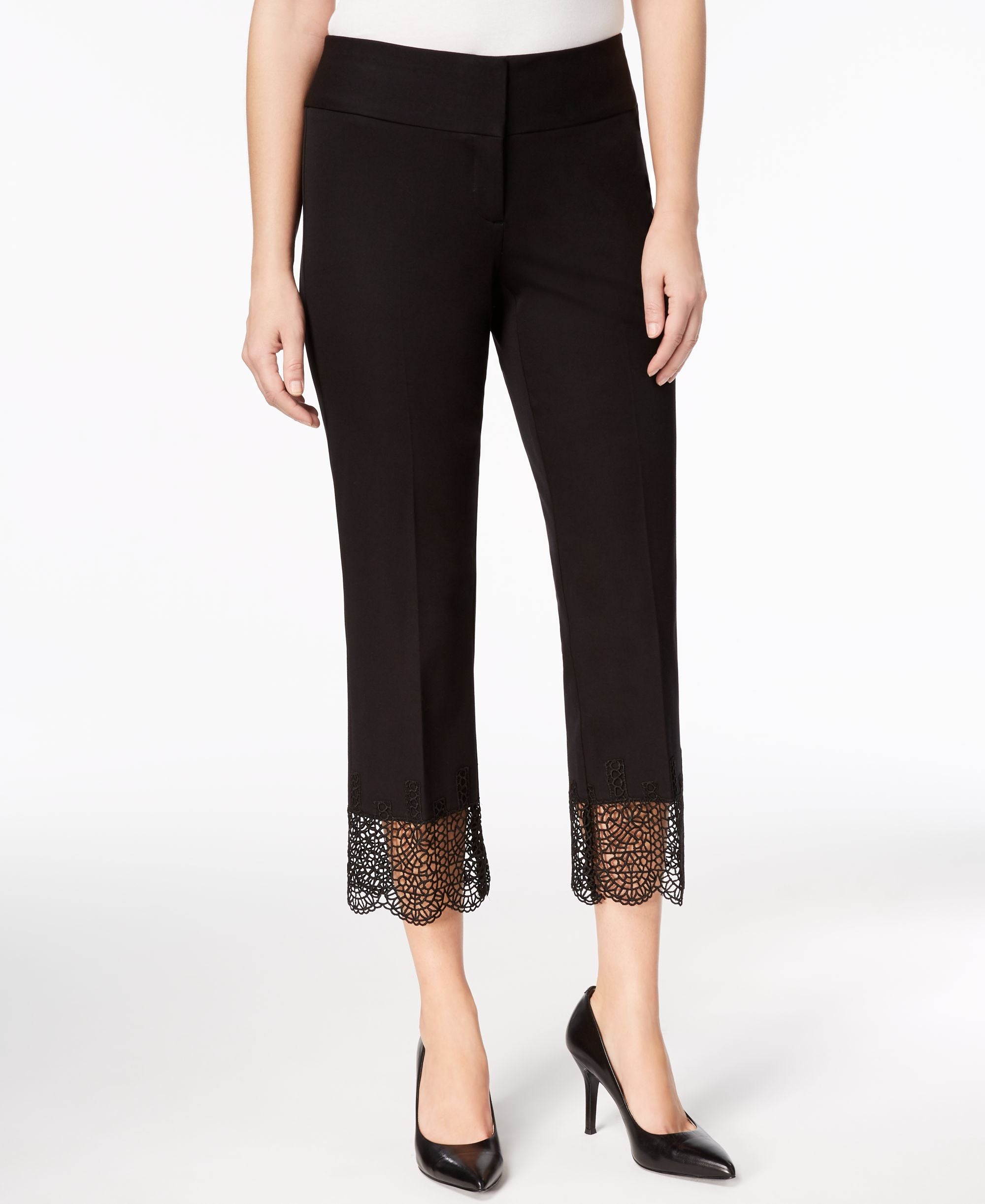 Alfani Petite Lace Hem Ankle Pants