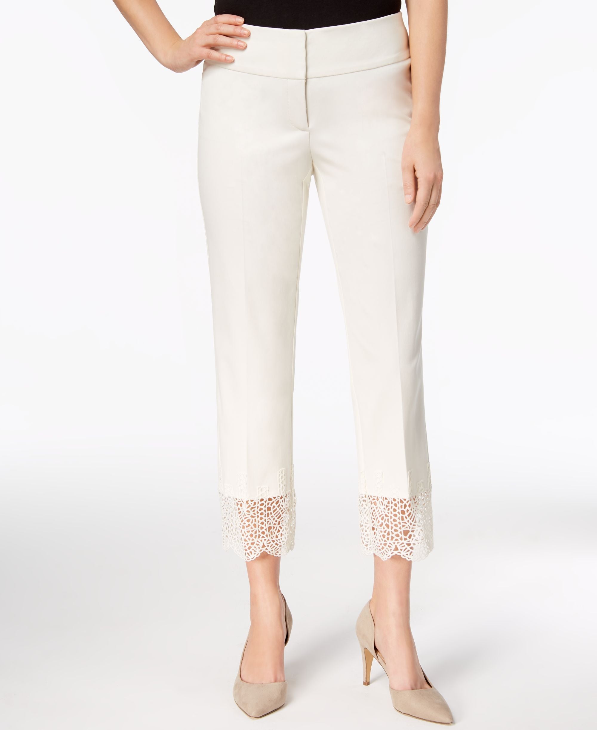 Alfani Petite Lace Hem Ankle Pants
