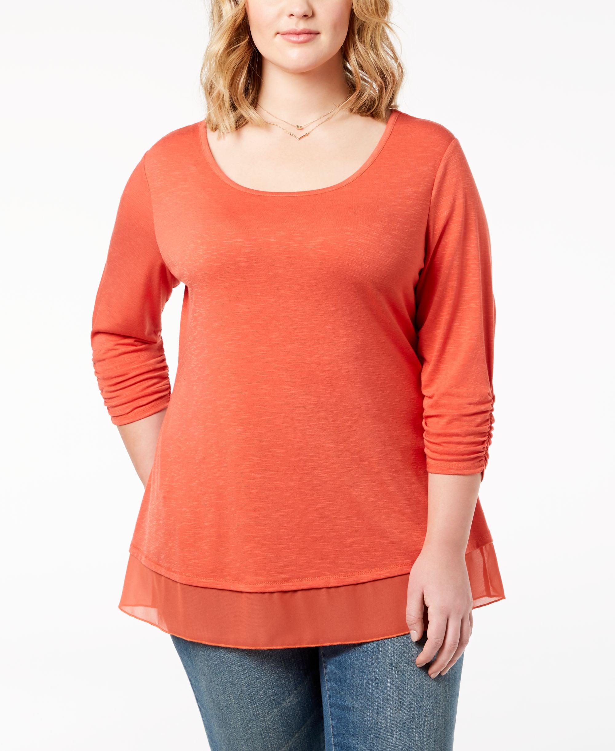 Style & Co Plus Size Chiffon Hem Top