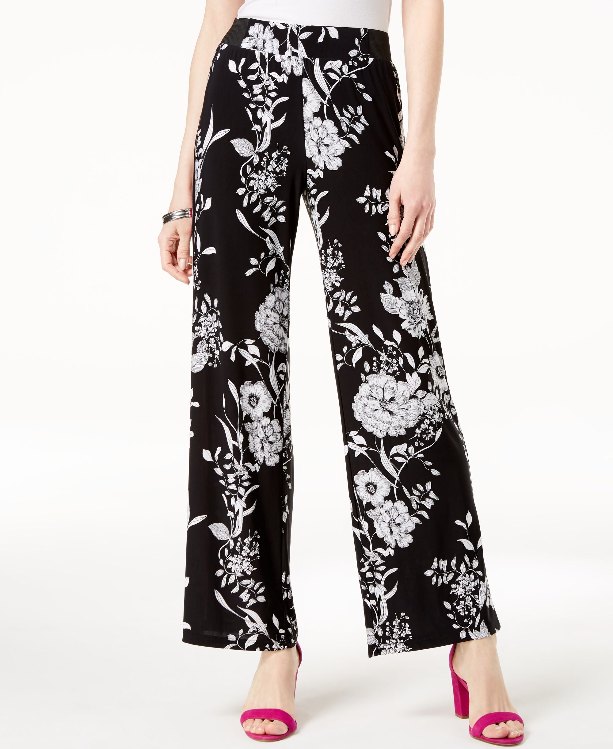 Petite Printed Racing Stripe Soft Pants