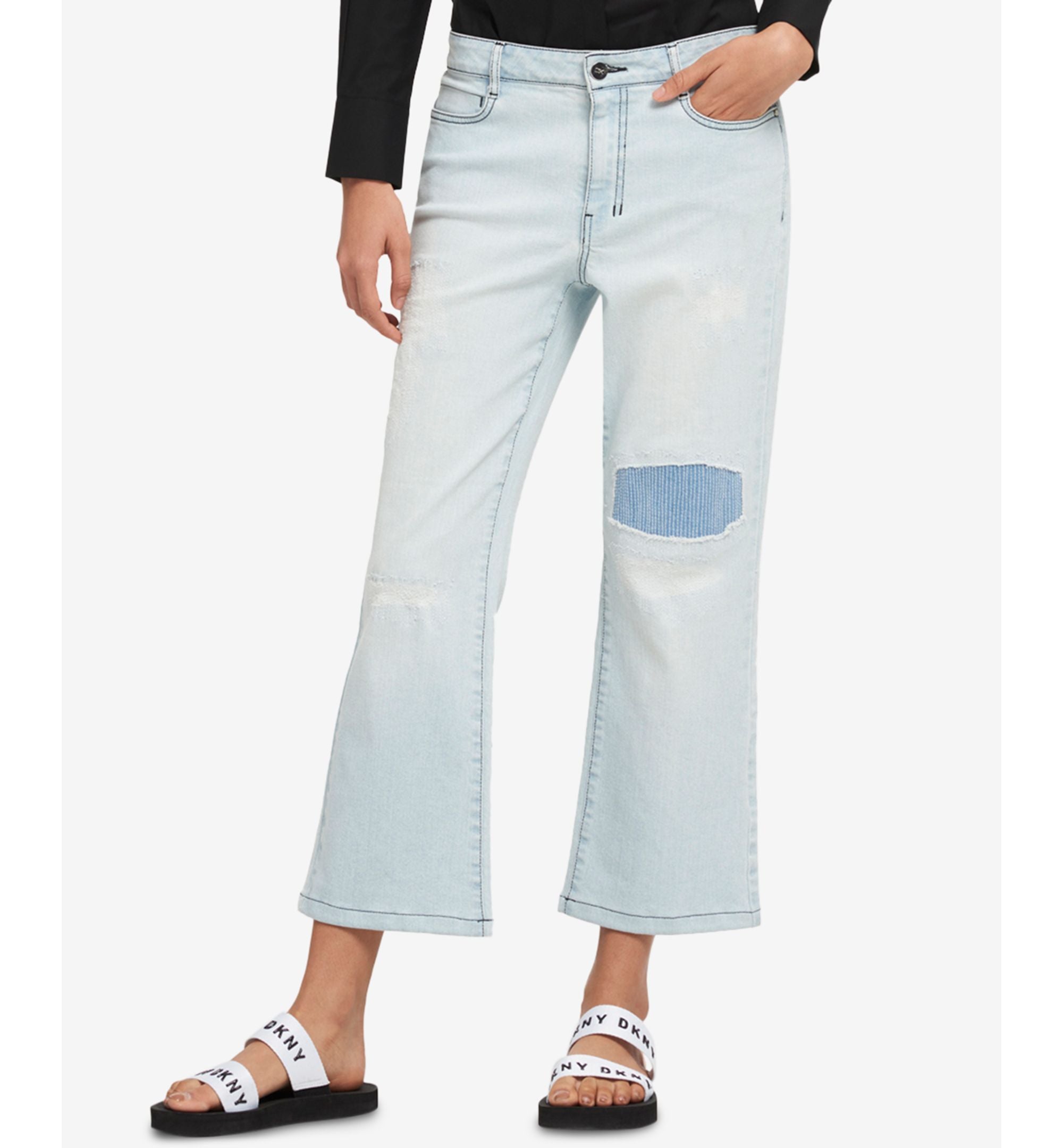 DKNY Patched Kick Flare Jeans