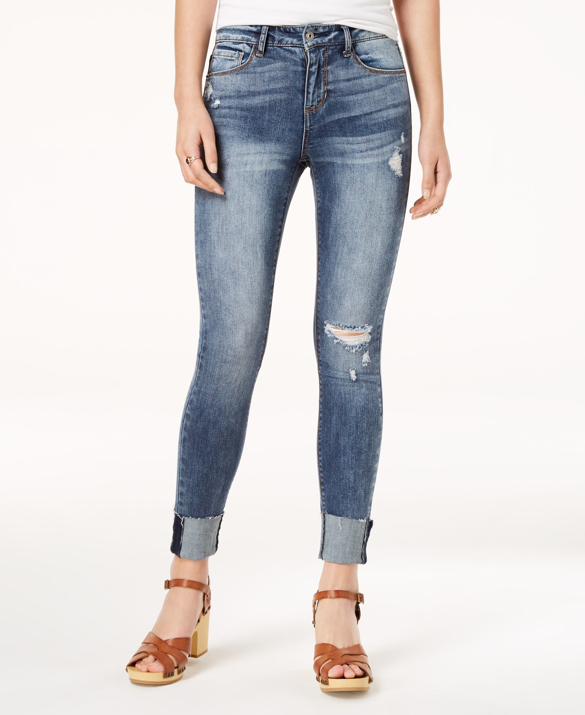 American Rag Juniors Ripped Cuffed Skinny Jeans