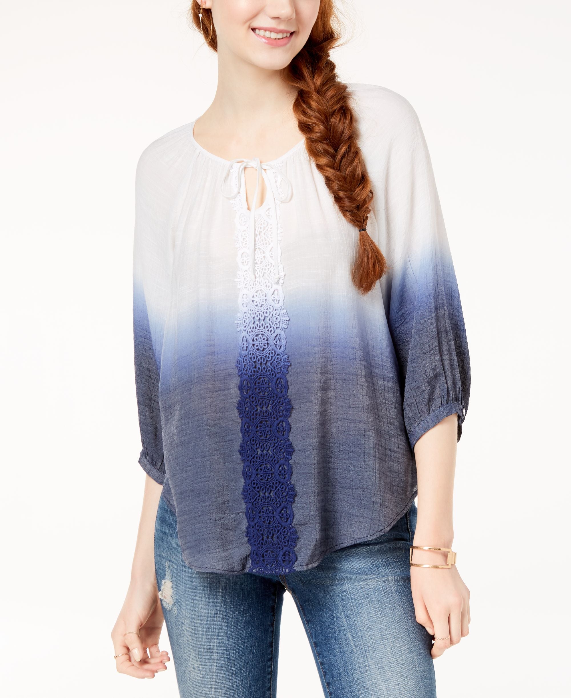 Bcx Juniors Crochet Trim Ombre Blouse