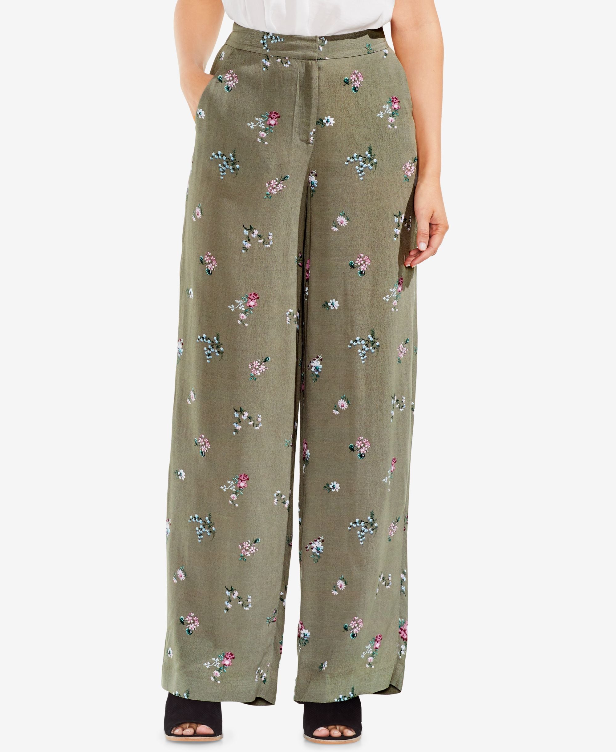 Vince Camuto Floral Print Wide Leg Pants