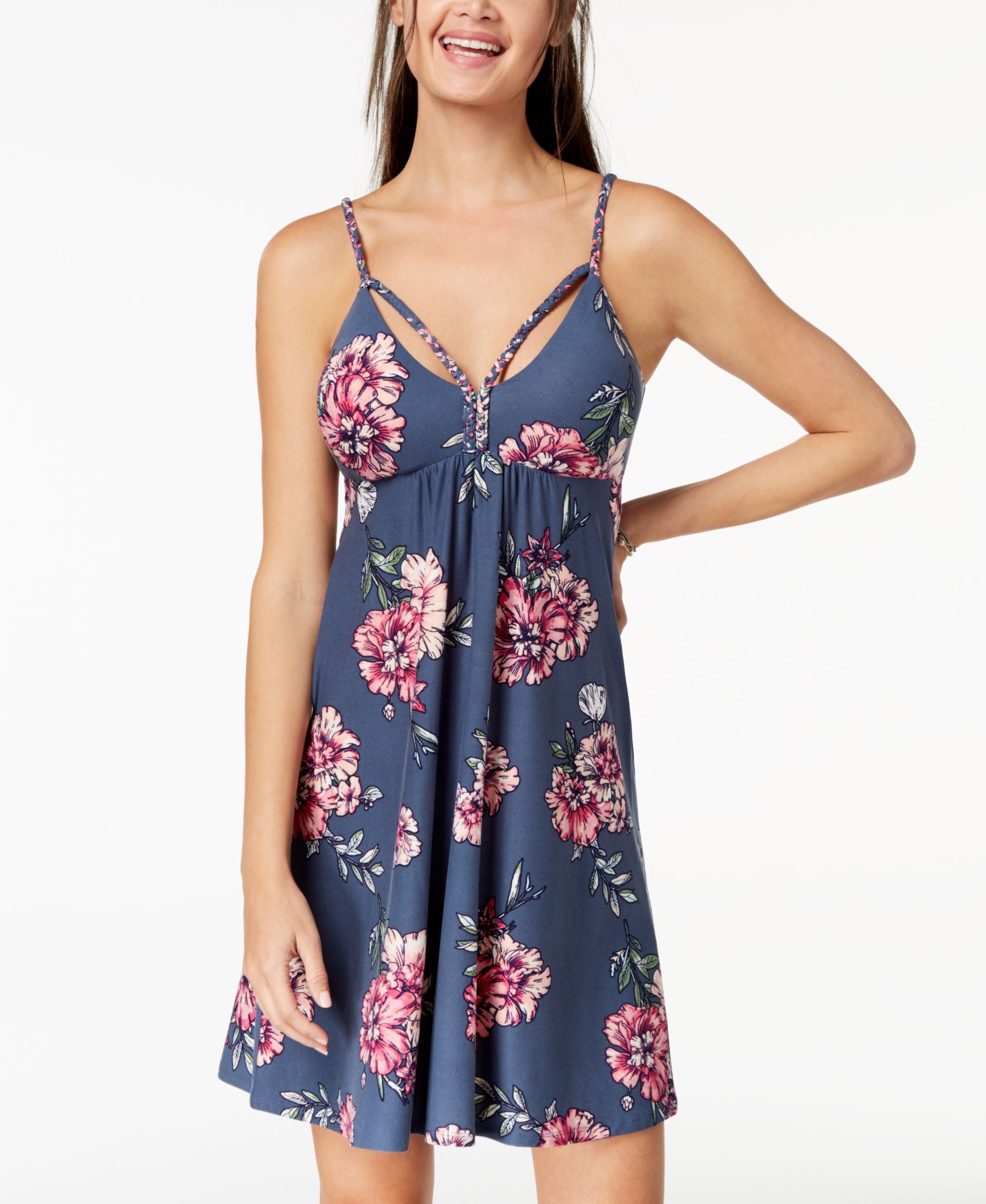 Planet Gold Juniors Printed Braided Detail Dress