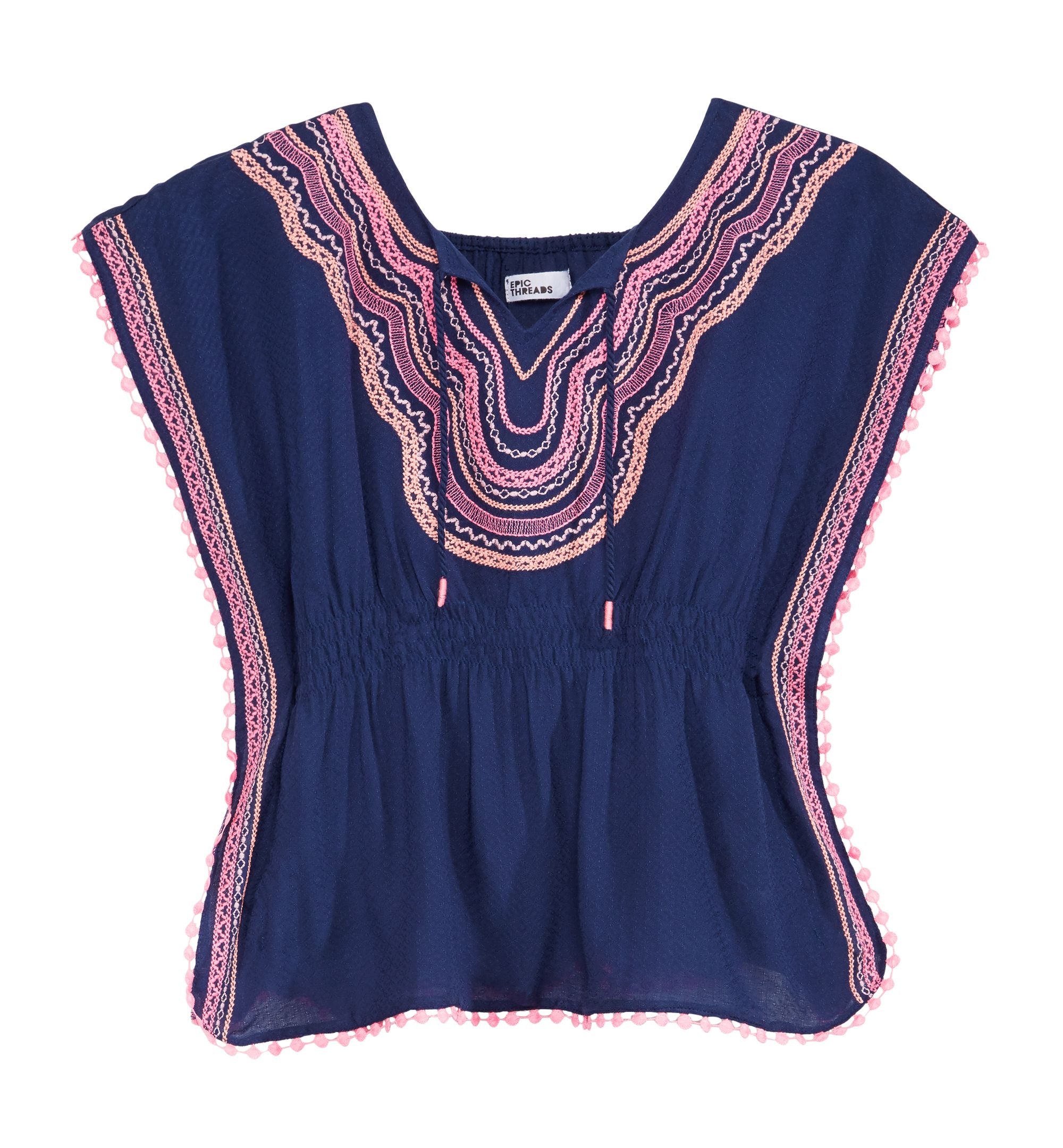 Epic Threads Embroidered Caftan Top Big Girls