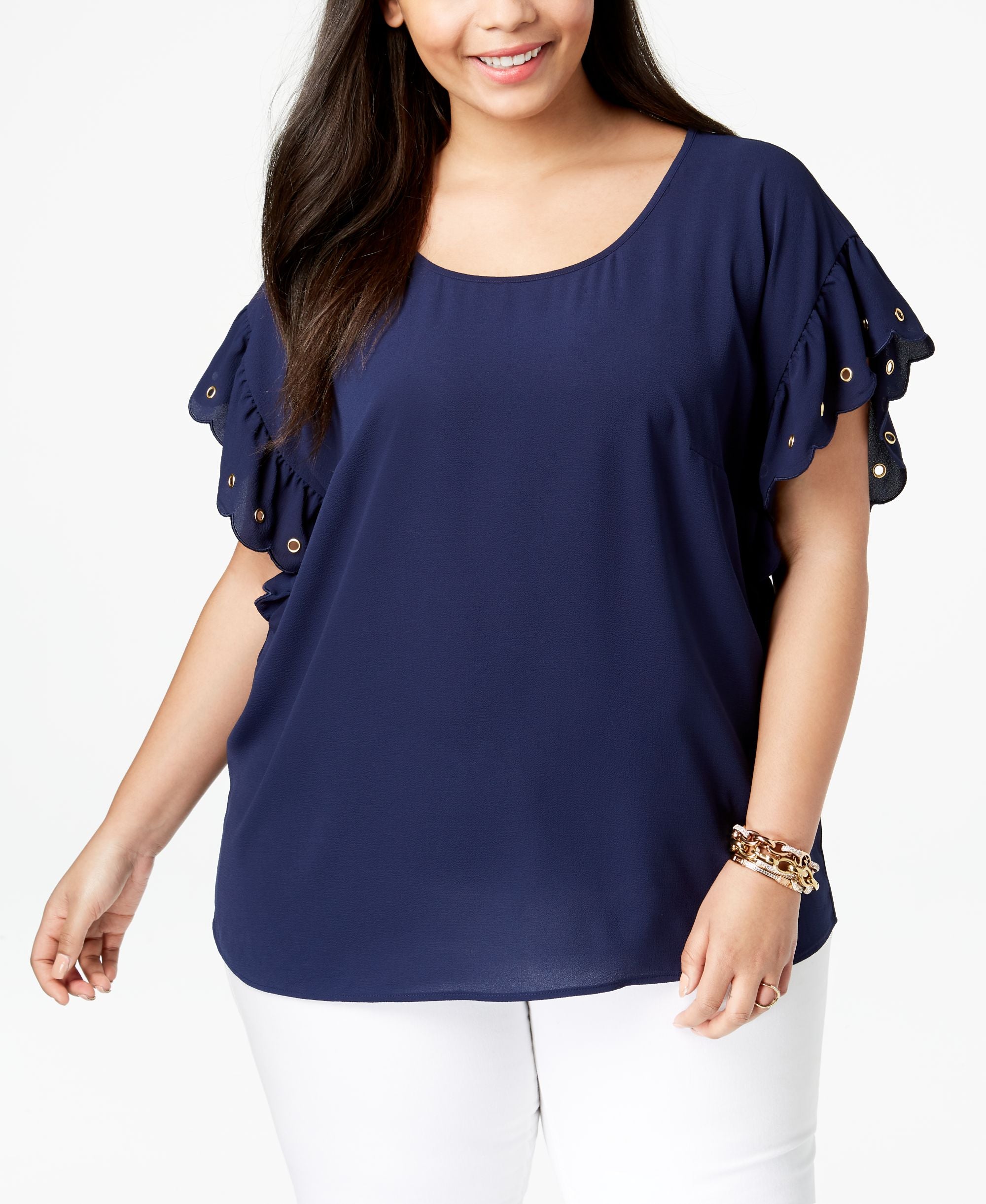 Michael Michael Kors Plus Size Scalloped Sleeve Blouse